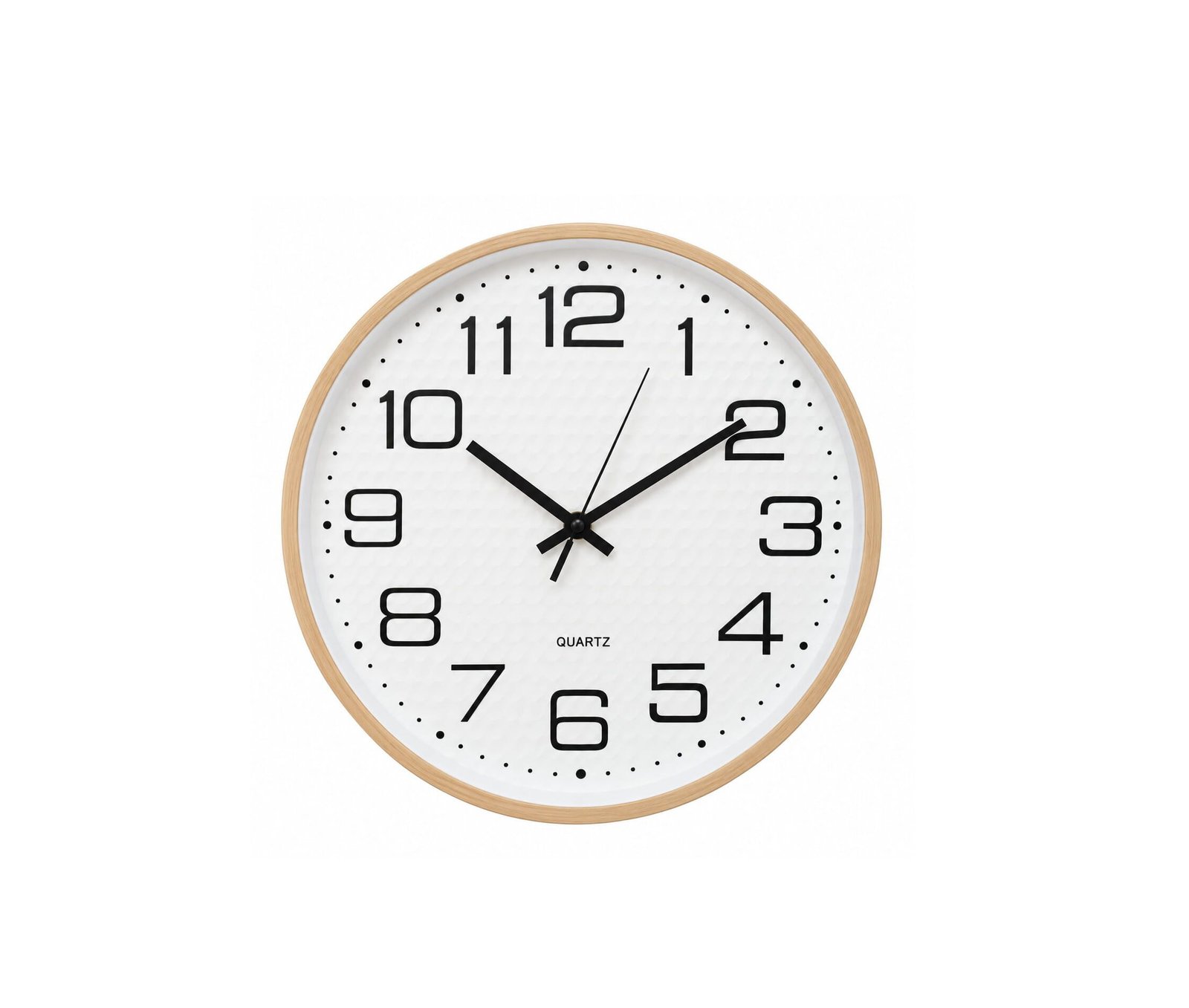 MODERN ROUND WALL CLOCK WITH WOOD-LOOK FRAME