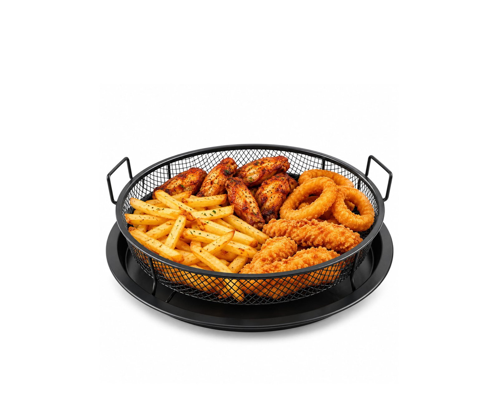 OVEN AIR FRYING BASKET & BAKING TRAY SET 2 PCS - BLACK