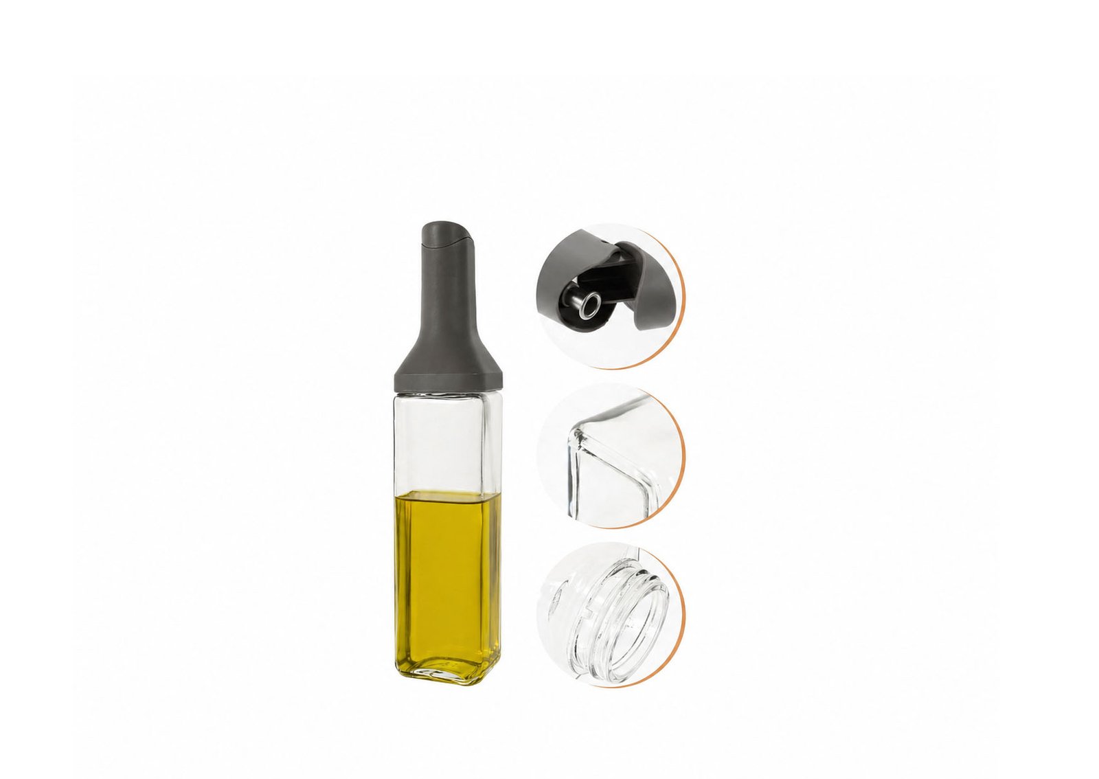 GLASS OLIVE OIL DISPENSER 500ML SMART FLIP - Grey