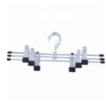 SET OF 3 METAL SKIRT HANGERS WITH CLIPS – HEAVY DUTY SPACE SAVING TROUSER HANGERS