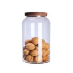GLASS JAR 2.8L ROUND STORAGE JAR WITH ACACIA WOOD LID – AIRTIGHT ROUND FOOD CONTAINER