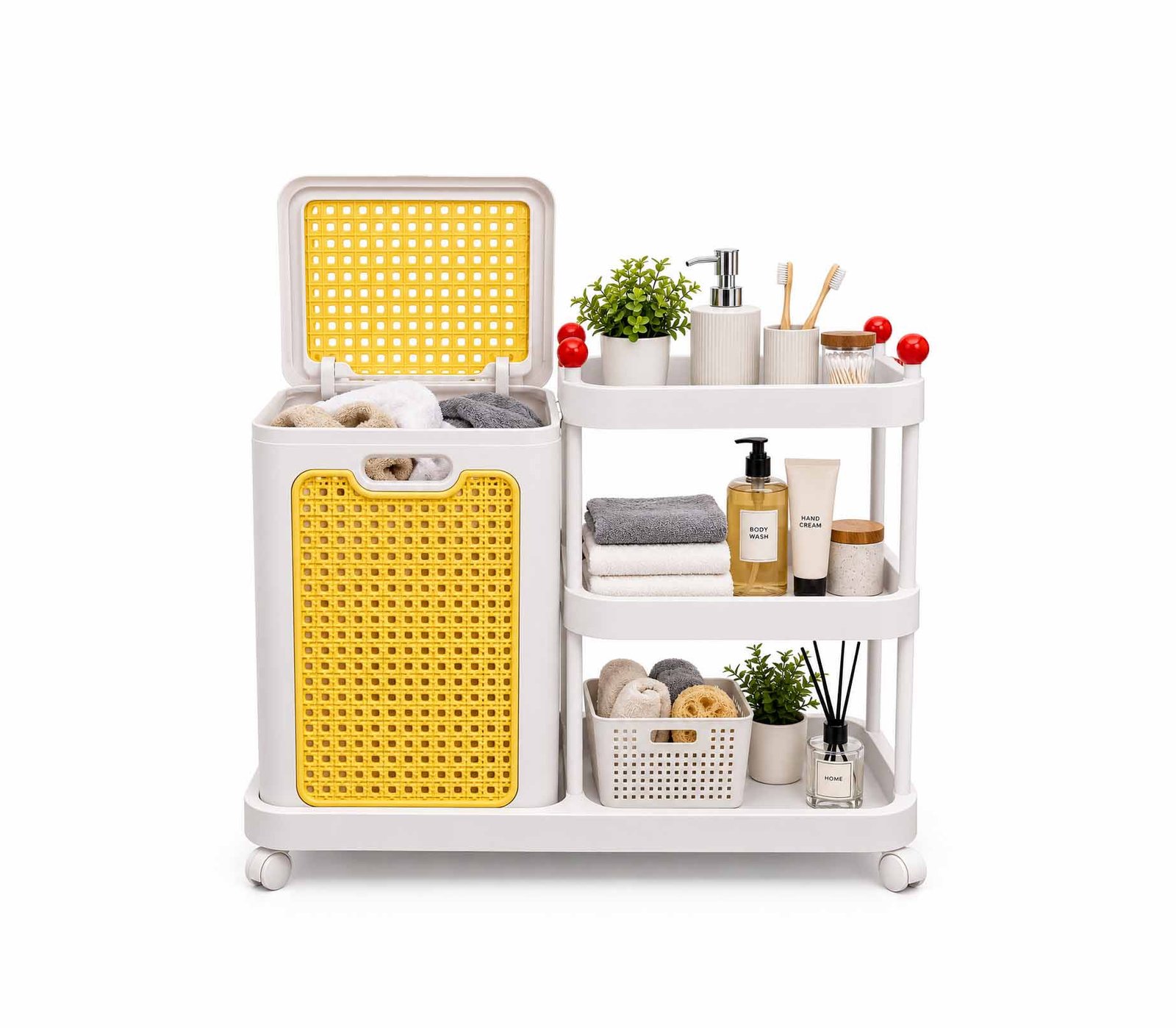 MULTI-PURPOSE LAUNDRY CART 3-TIER - REMOVABLE BASKET