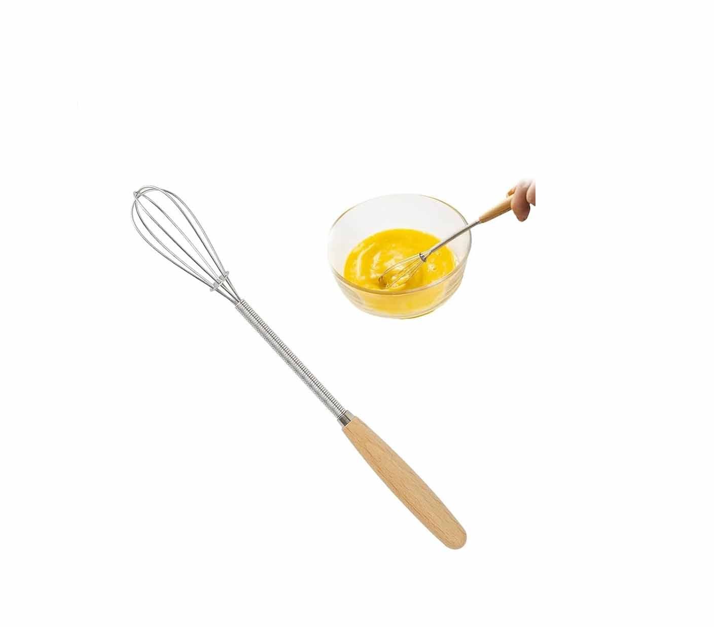 MINI WOODEN HANDLE STAINLESS STEEL WIRE WHISK