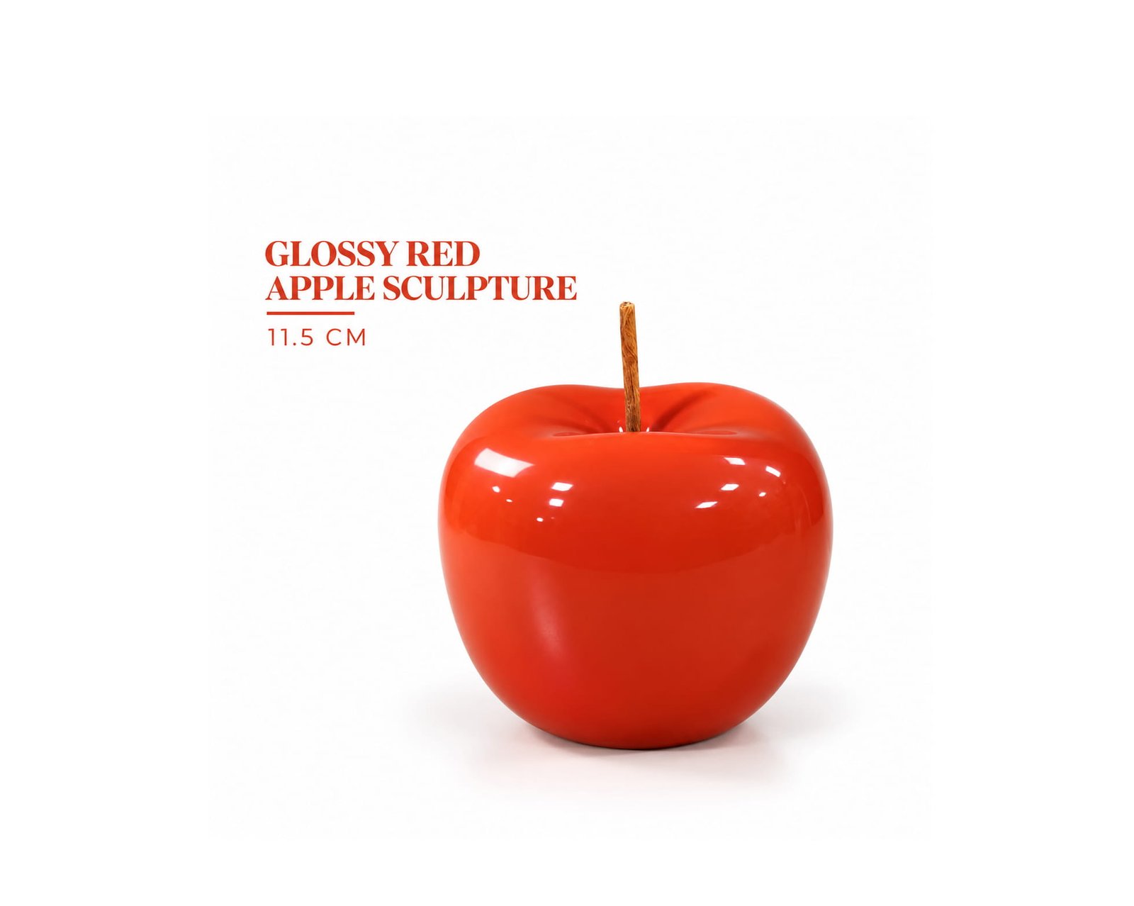 DECORATIVE GLOSSY RED CERAMIC APPLE SCULPTURE 11.5 CM