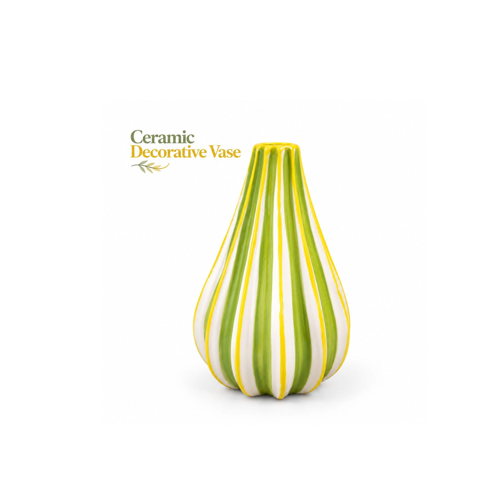 COLOURFUL STRIPED CERAMIC DECORATIVE VASE 16 CM