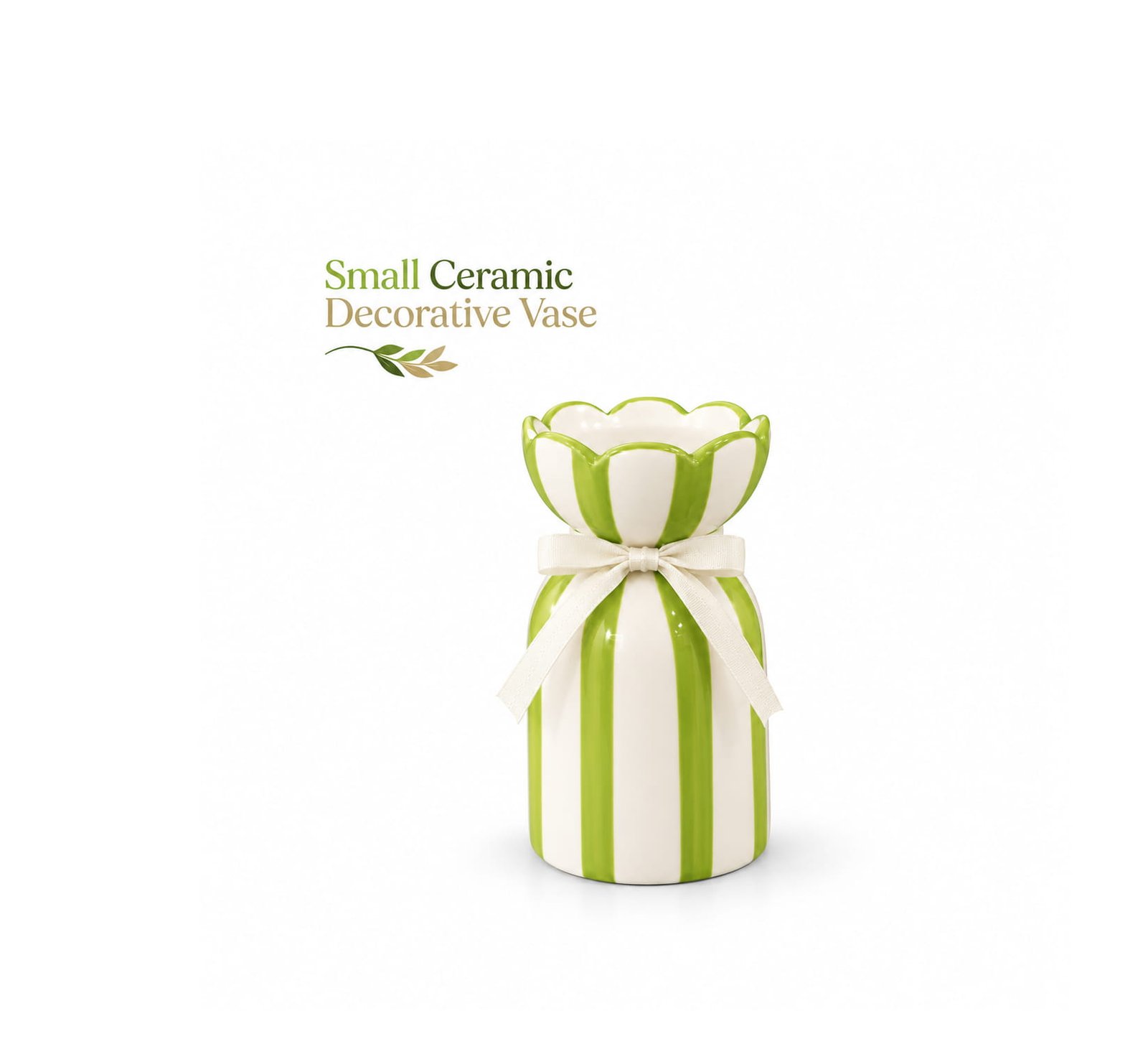 SMALL CERAMIC DECORATIVE FLOWER VASE WITH BOW