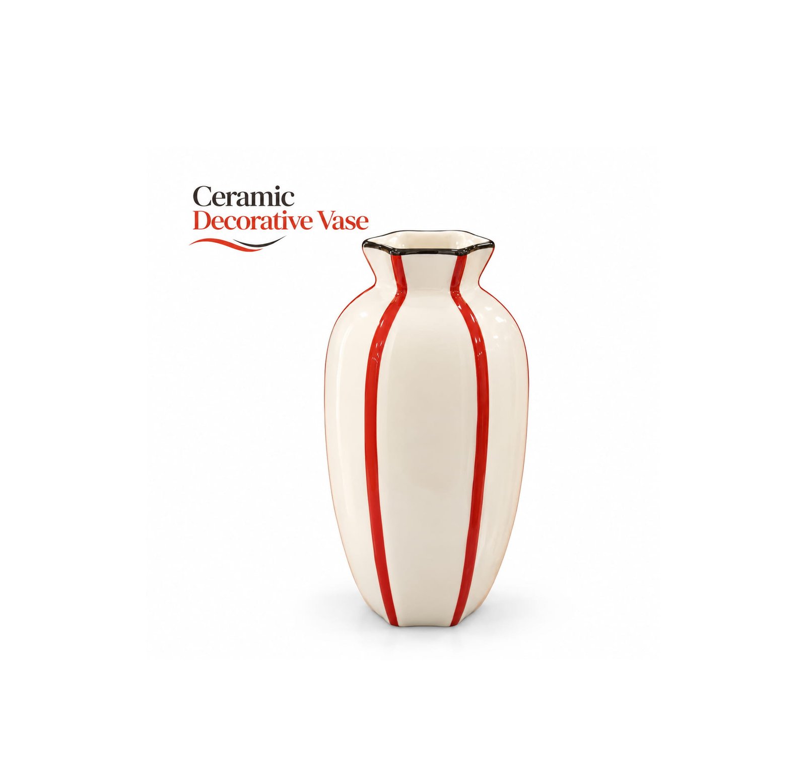 COLOURFUL STRIPED CERAMIC DECORATIVE VASE 14.5CM