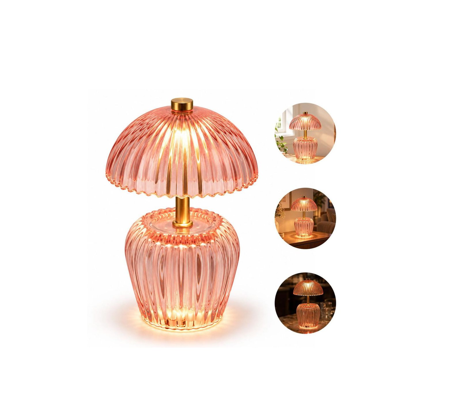 MINI MUSHROOM GLASS LED TABLE LAMP BATTERY POWERED