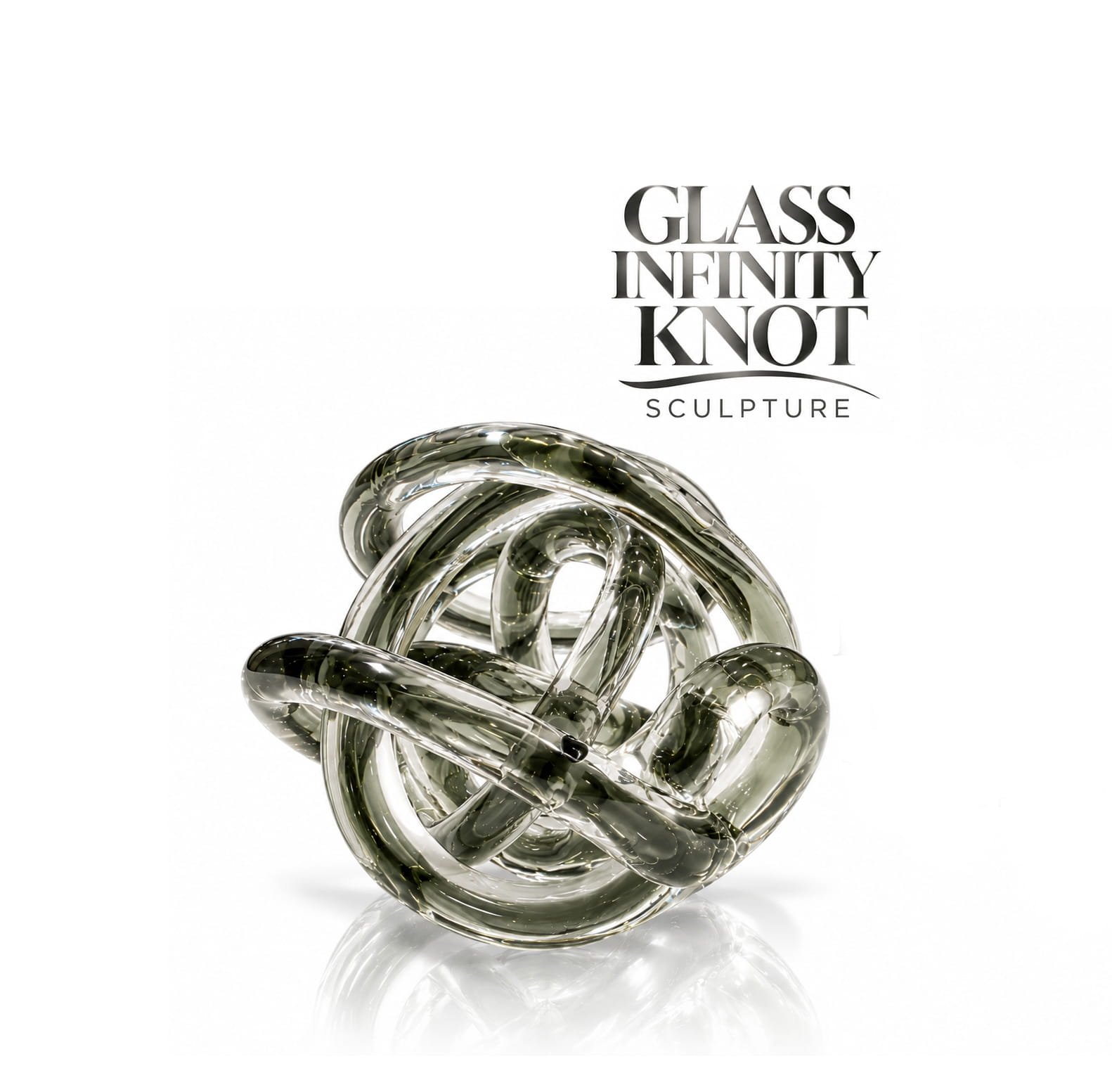 DECORATIVE GLASS INFINITY KNOT SCULPTURE 12 CM