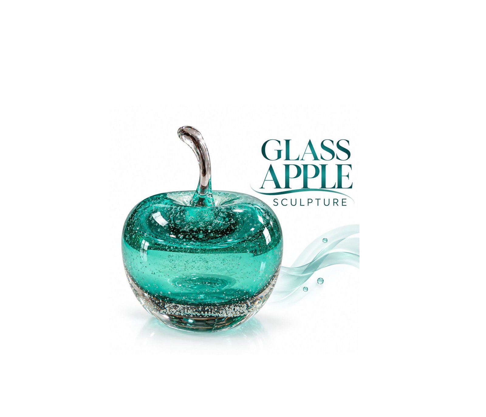 DECORATIVE HEAVY GLASS APPLE SCULPTURE 10 CM