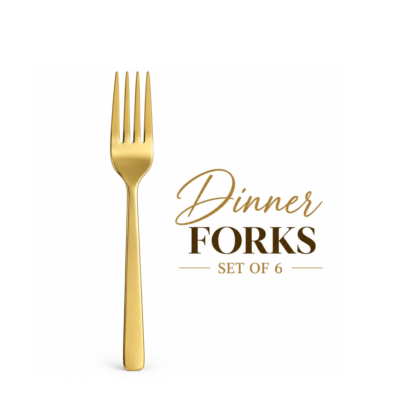 GOLD DINNER FORKS SET OF 6 STAINLESS STEEL
