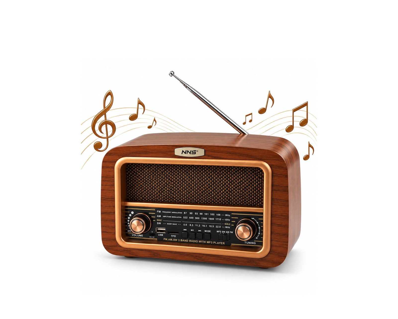 RETRO 3-BAND RADIO BLUETOOTH & USB - RECHARGEABLE