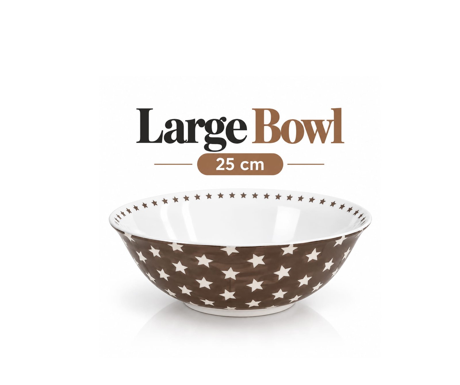 LARGE ROUND SERVING BOWL 25CM – BROWN STAR DESIGN