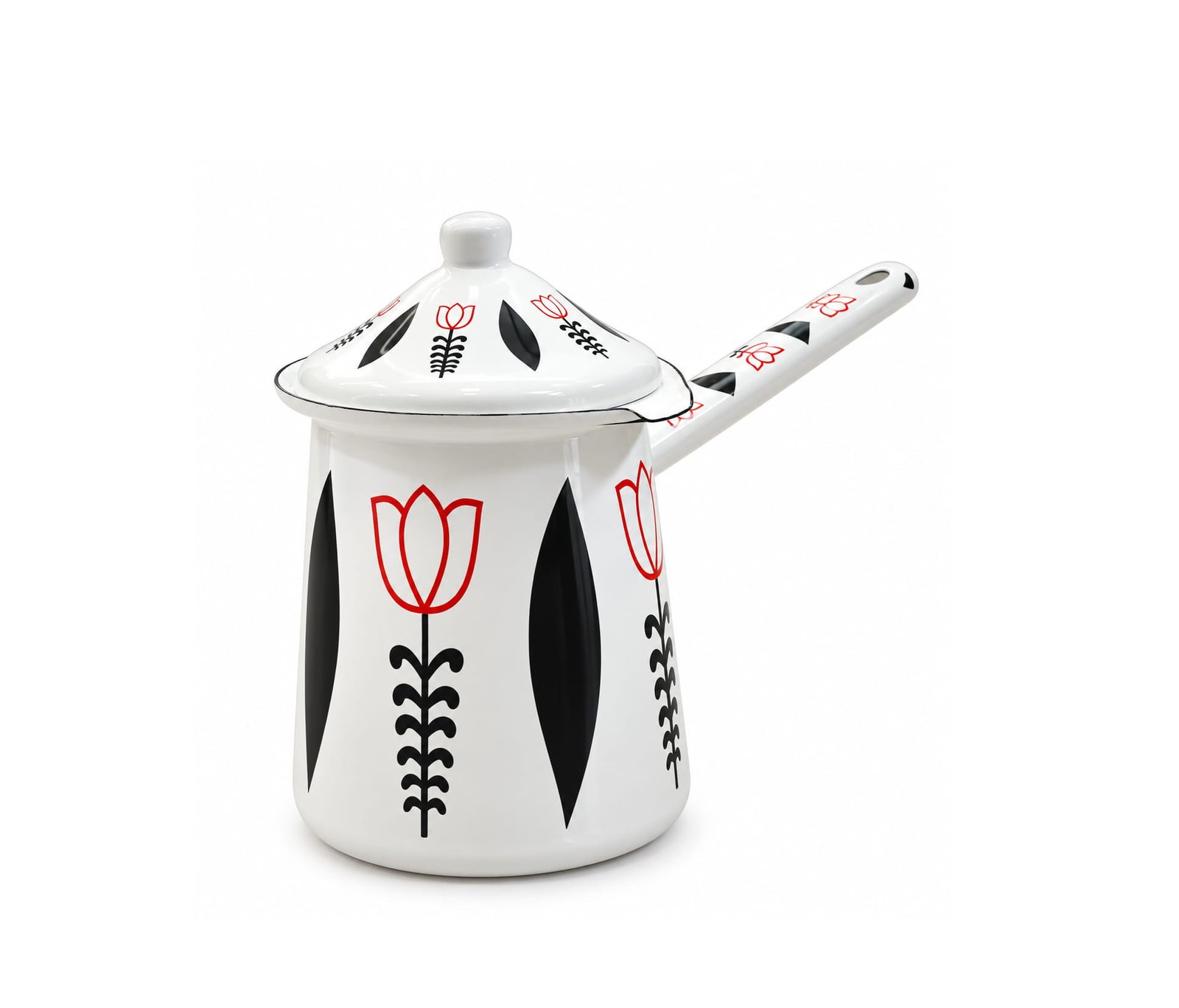 LARGE METAL COFFEE POT WITH LID AND LONG HANDLE
