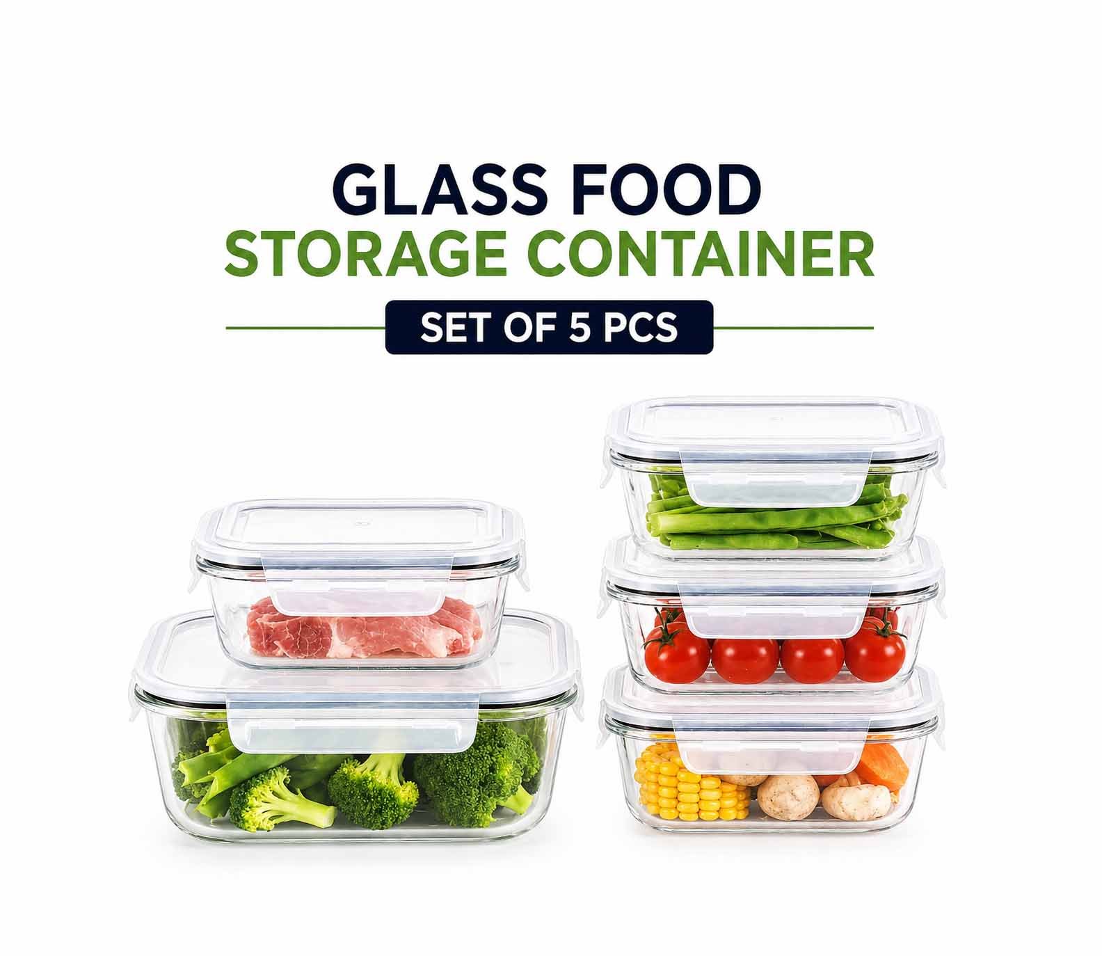 5-PIECE BOROSILICATE GLASS FOOD CONTAINER SET