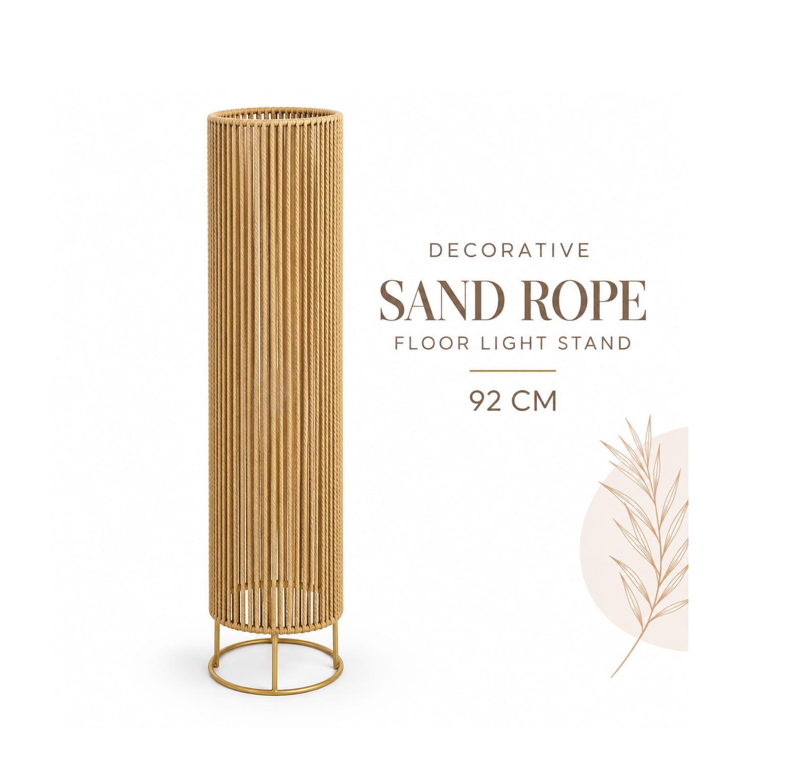 DECORATIVE SAND ROPE FLOOR LIGHT STAND 92 CM