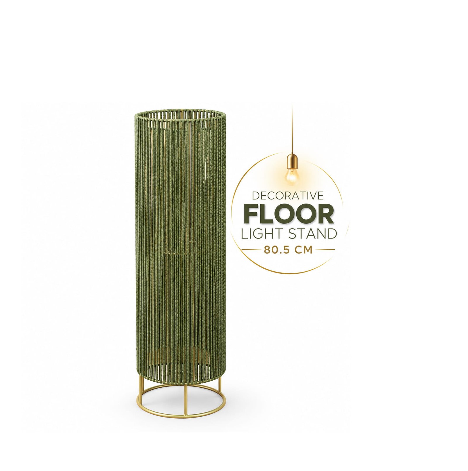 DECORATIVE GREEN ROPE FLOOR LIGHT STAND 80.5 CM