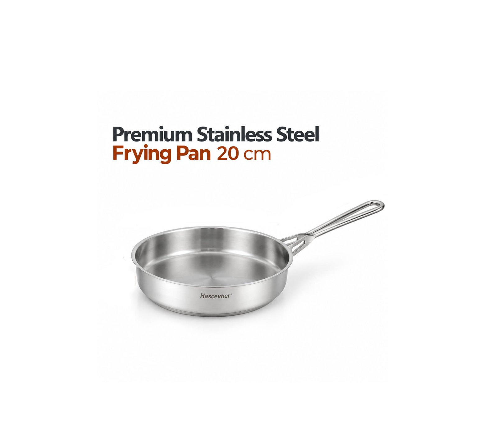 PREMIUM STAINLESS STEEL FRYING PAN 20 CM SILVER