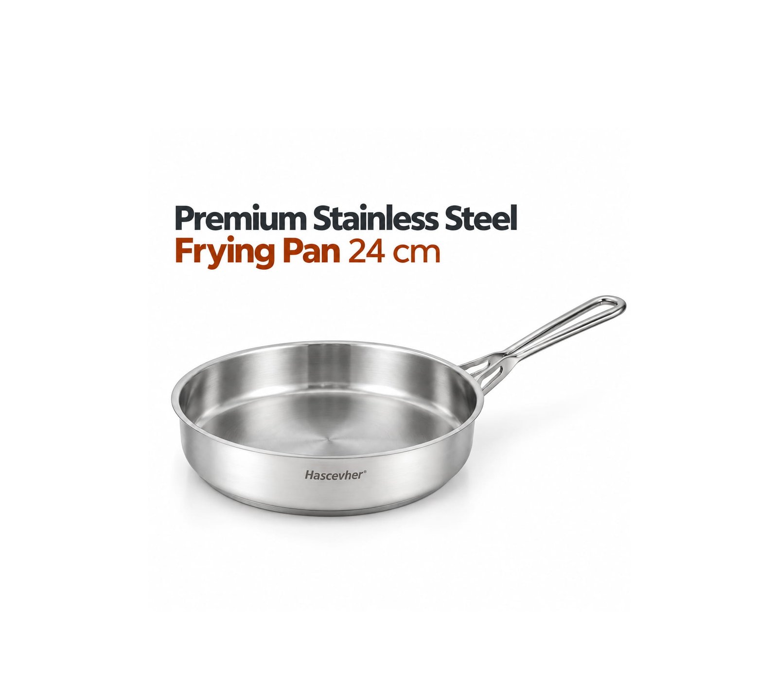PREMIUM STAINLESS STEEL FRYING PAN 24 CM SILVER