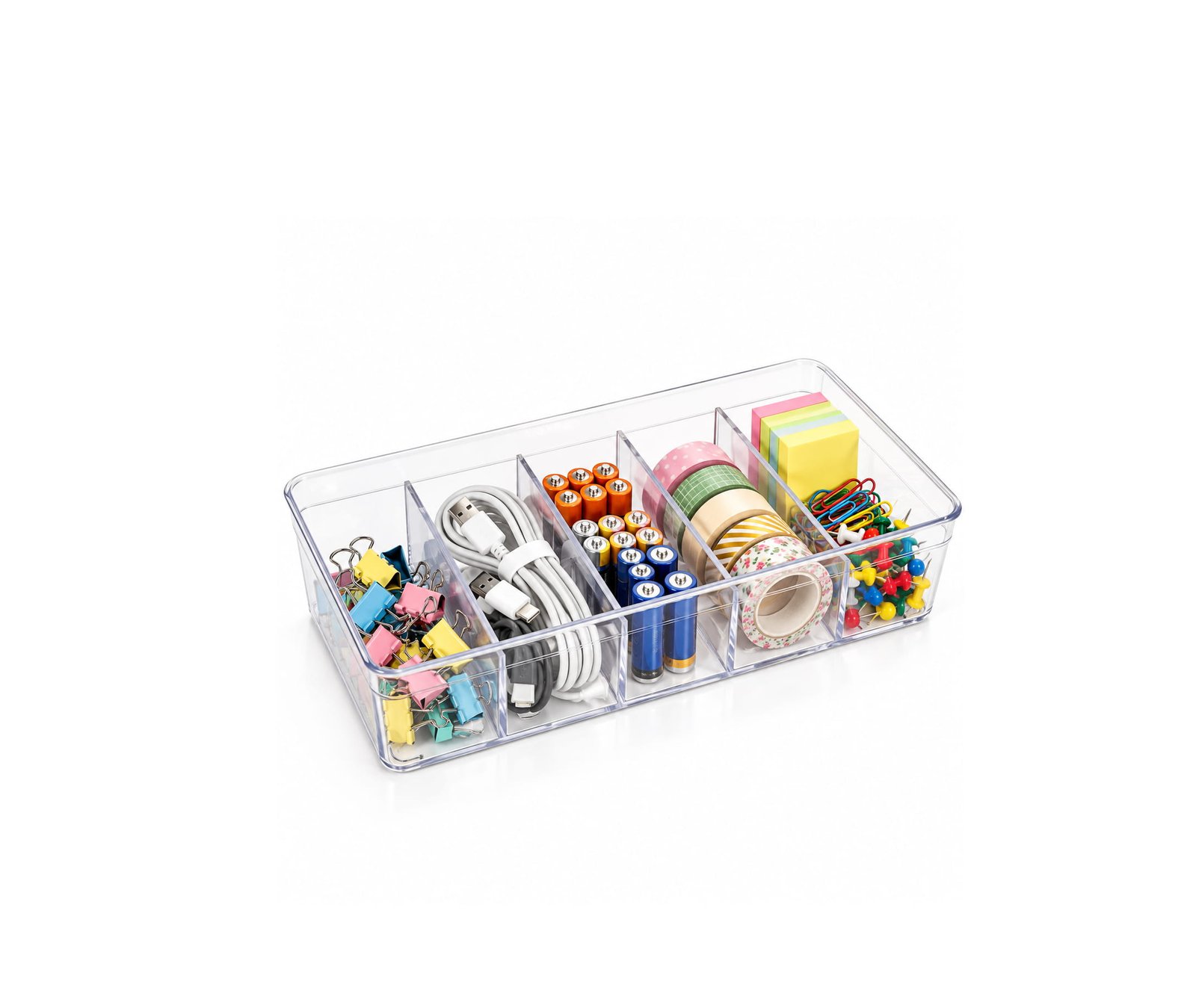 MEDIUM PLASTIC STORAGE ORGANIZER 5 COMPARTMENTS
