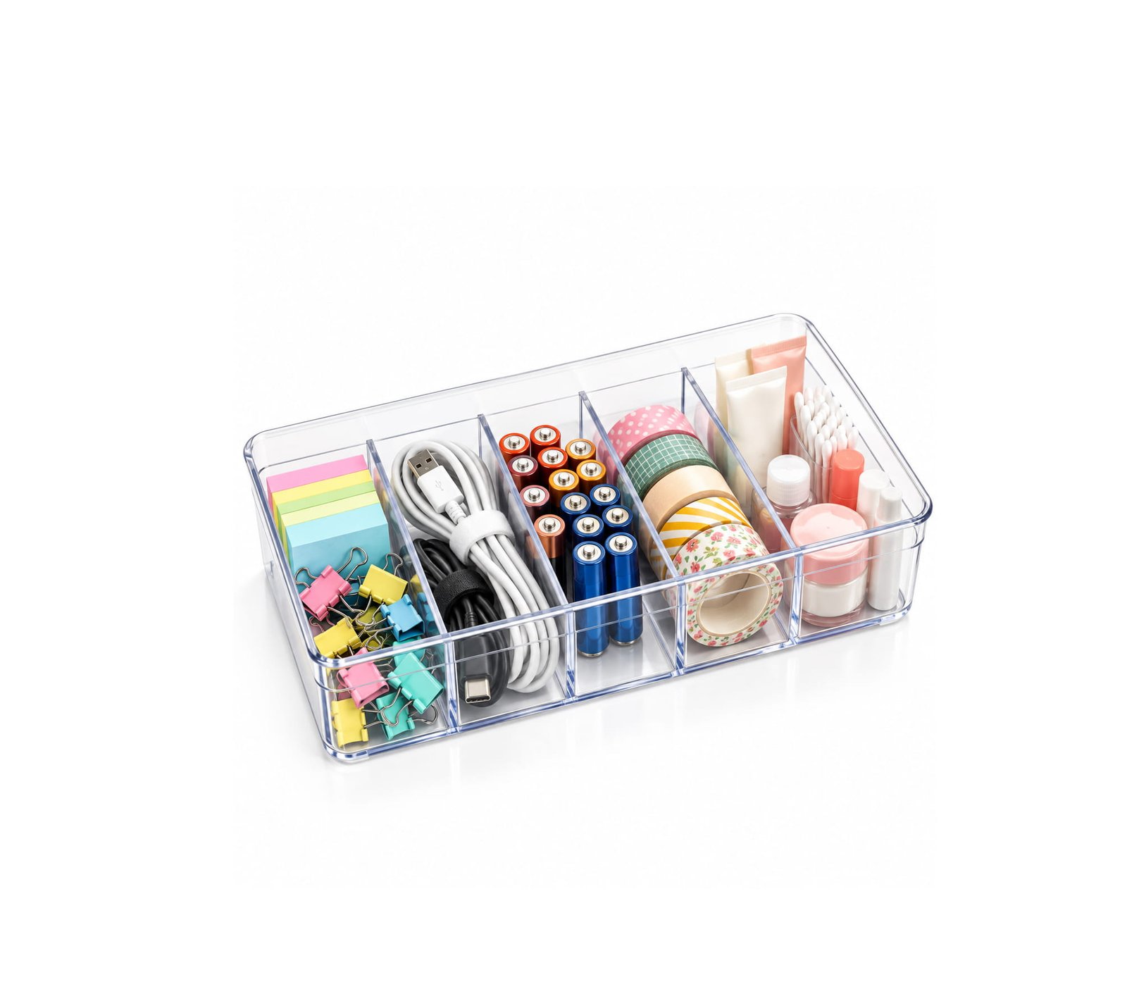 LARGE PLASTIC STORAGE ORGANIZER 5 COMPARTMENTS