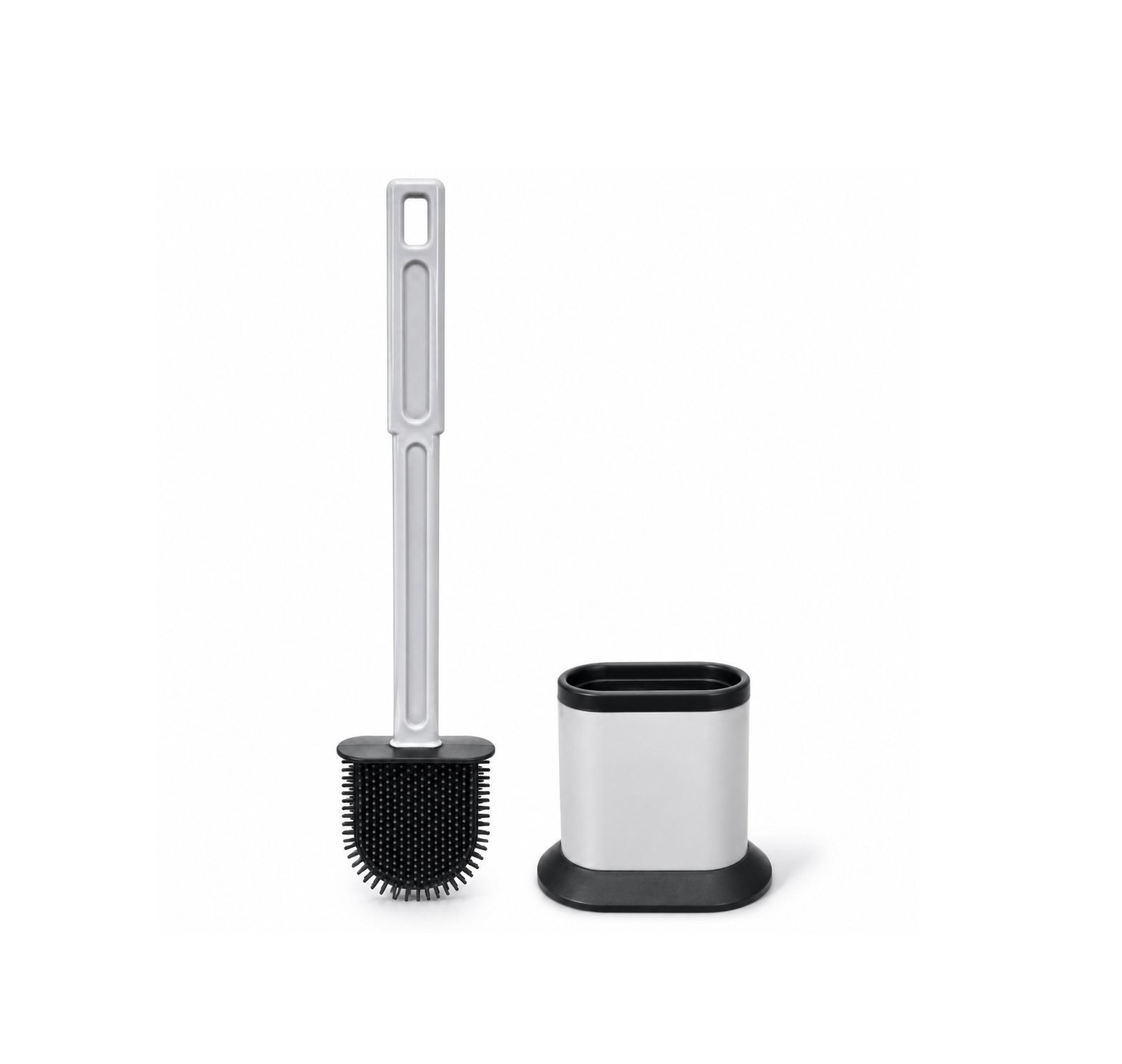 OVAL SILICONE TOILET BRUSH WITH DRAINING HOLDER