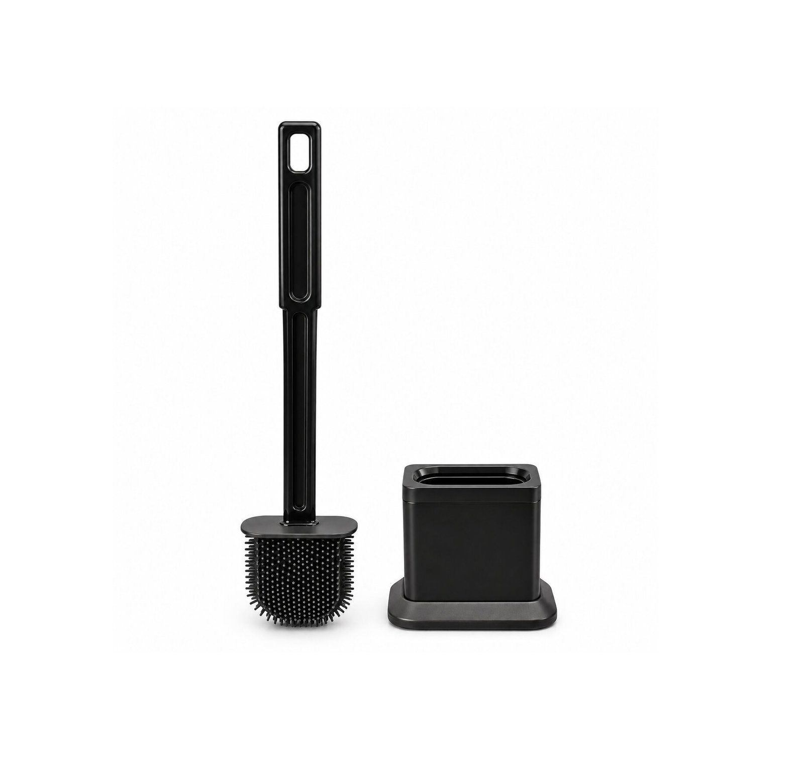 SILICONE TOILET BRUSH WITH DRAINING HOLDER - RECTANGULAR