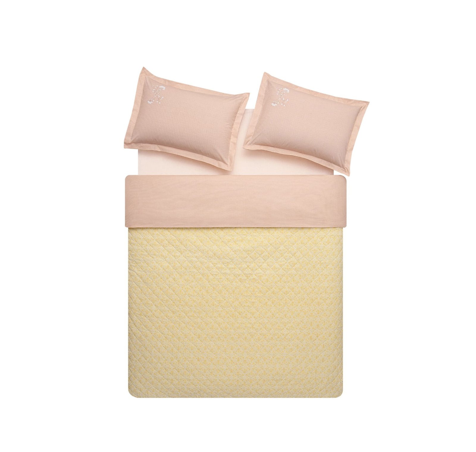 QUEEN PERCY YELLOW COTTON QUILTED BEDDING SET