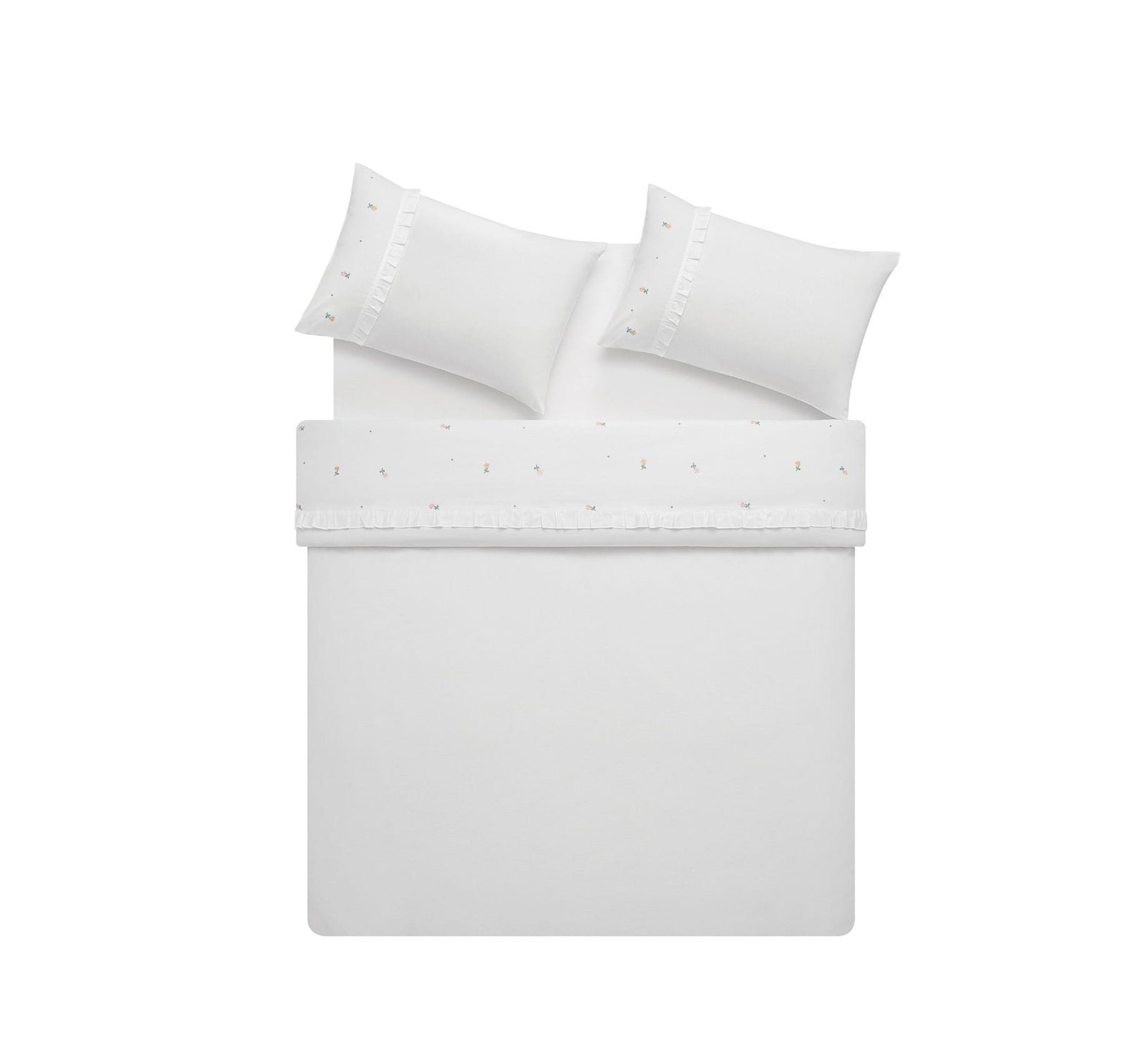ANGEL WHITE 100% COTTON QUEEN DUVET COVER SET