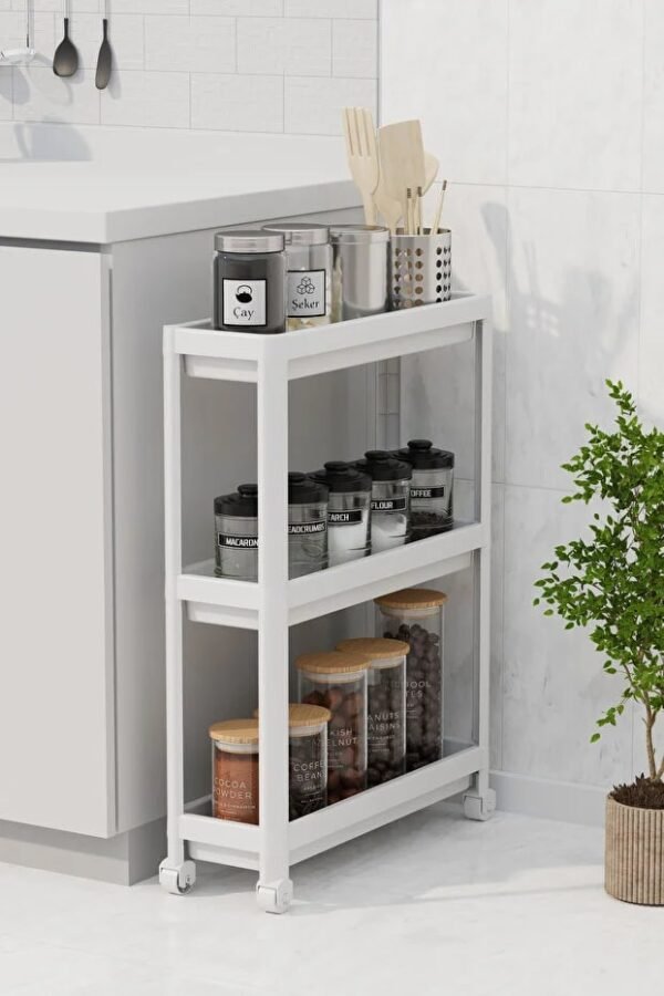 3-TIER LARGE STORAGE CART MULTIFUNCTION UTILITY ROLLING ORGANIZER WITH ...