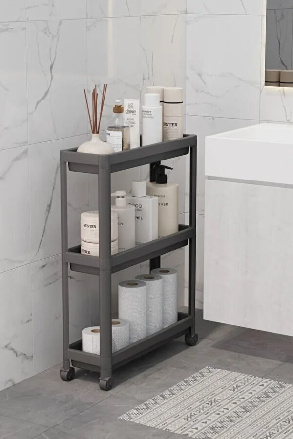 3-TIER LARGE STORAGE CART MULTIFUNCTION UTILITY ROLLING ORGANIZER WITH ...