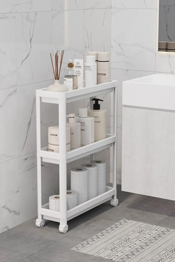 3-TIER LARGE STORAGE CART MULTIFUNCTION UTILITY ROLLING ORGANIZER WITH ...