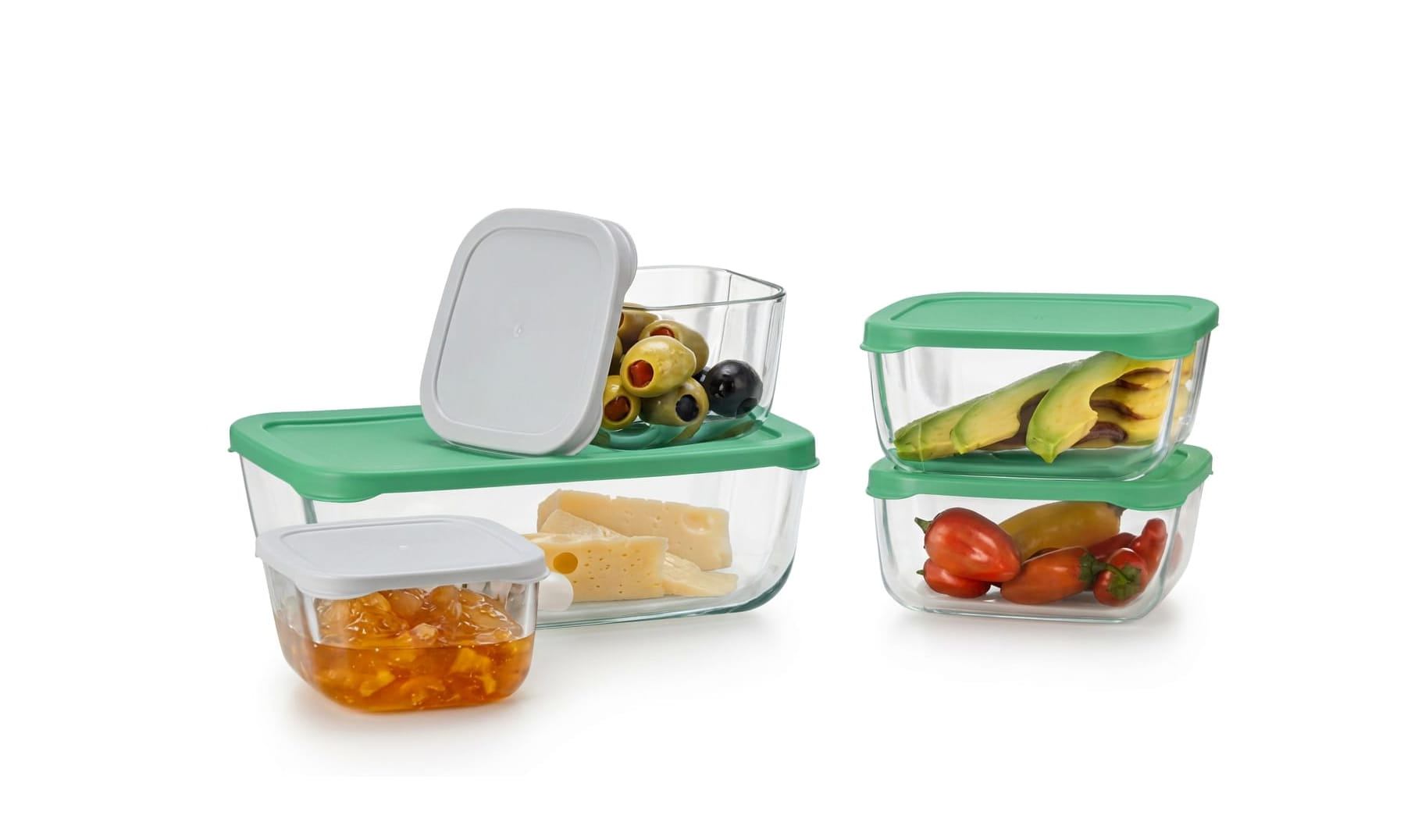 5 PACK GLASS MEAL PREP CONTAINERS WITH AIRTIGHT LIDS – OVEN, MICROWAVE & FREEZER SAFE