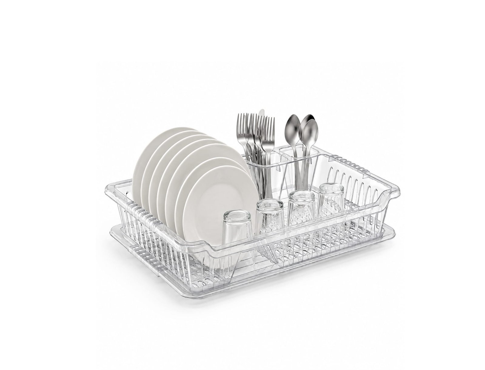 CLEAR PLASTIC DISH DRAINER SET WITH TRAY - 40CM