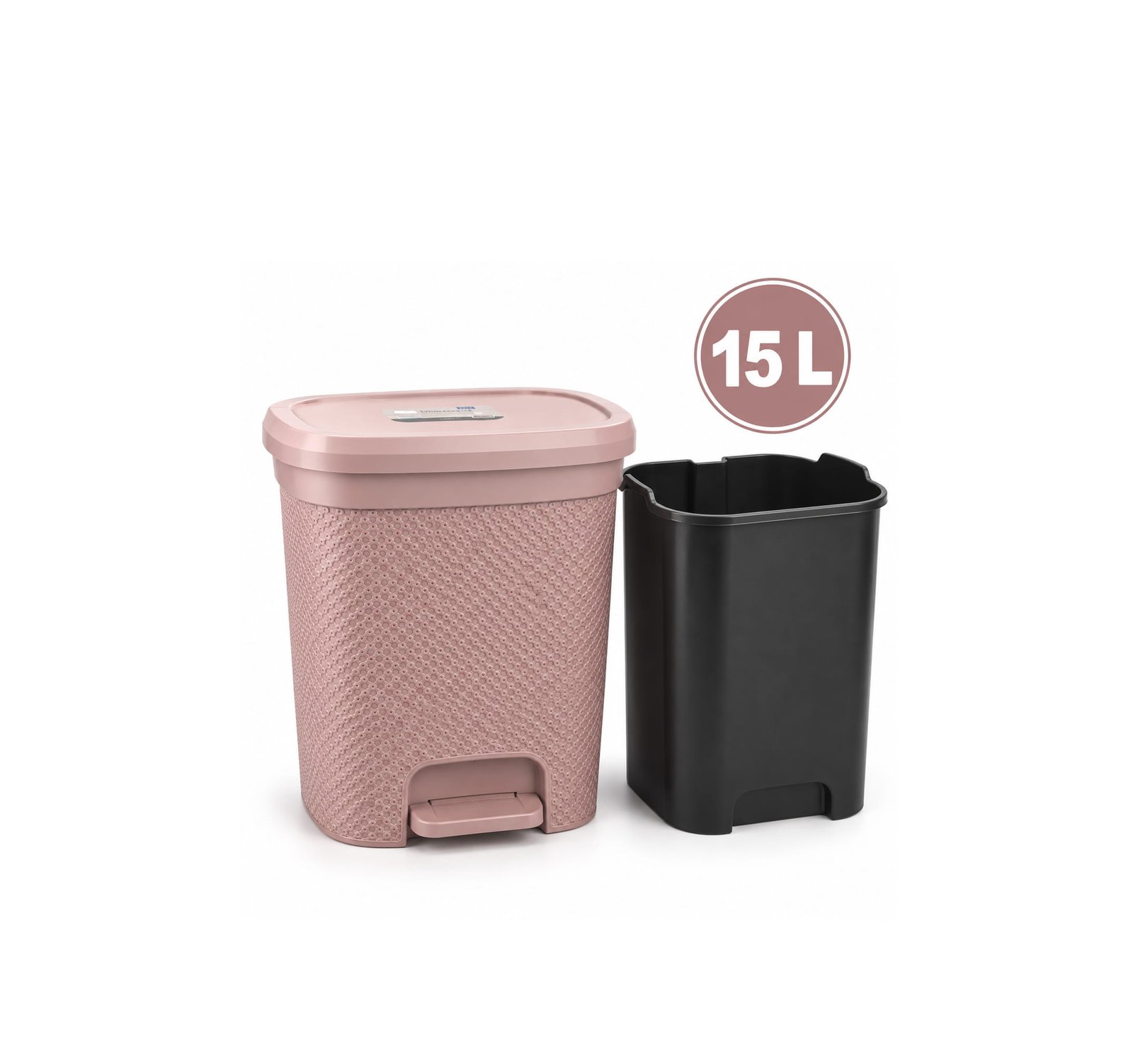 DIAMOND PLASTIC PEDAL DUSTBIN WITH LID 15 L