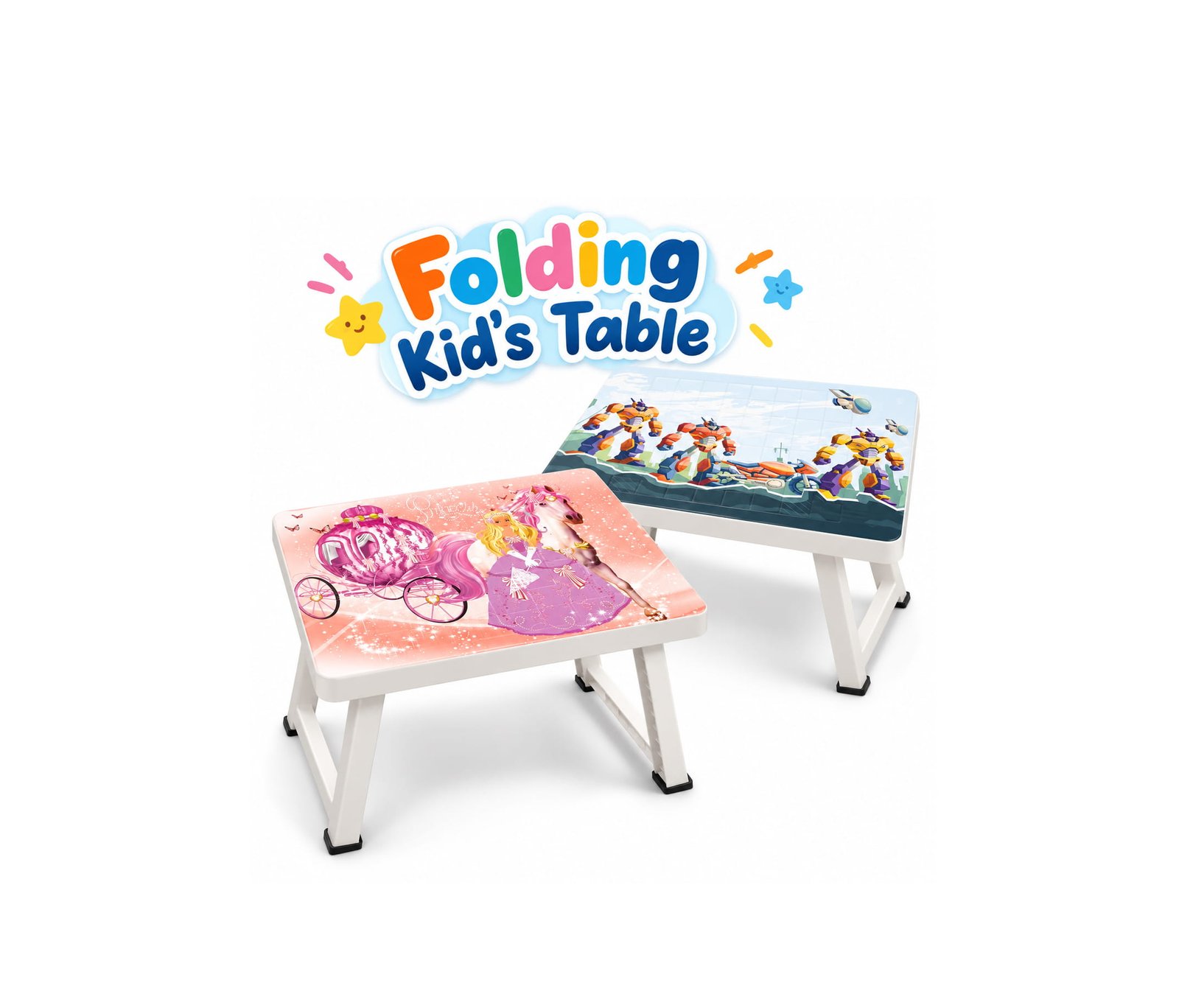 FOLDING KIDS TABLE WITH FUN PRINTED DESIGNS