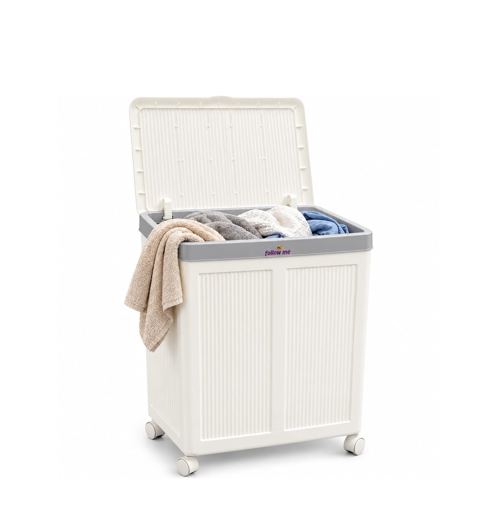 FOLDABLE 100L LAUNDRY BASKET WITH ROLLING WHEELS