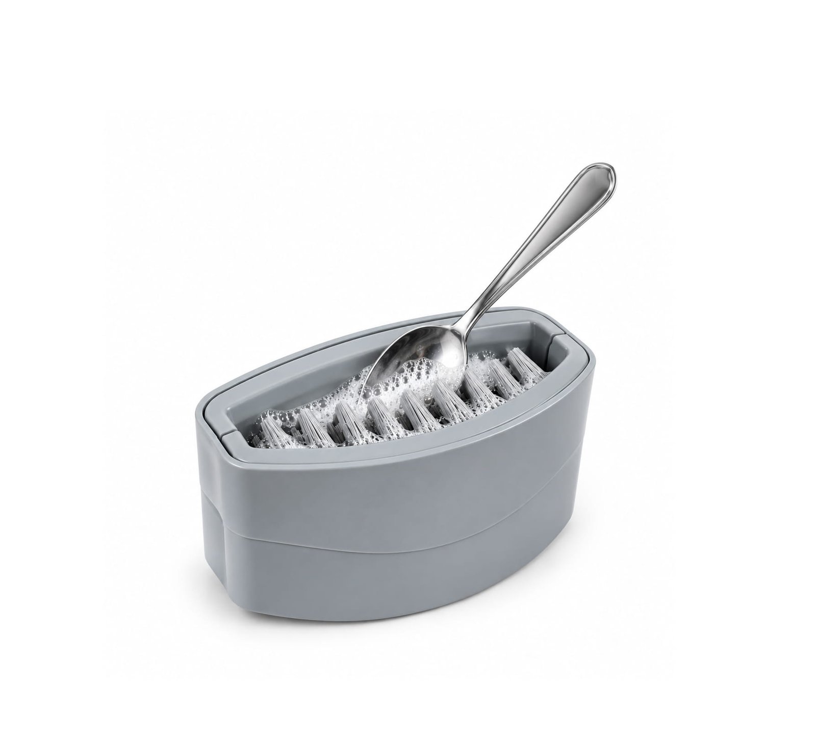 CUTLERY SCRUBBING BRUSH WITH SUCTION BASE