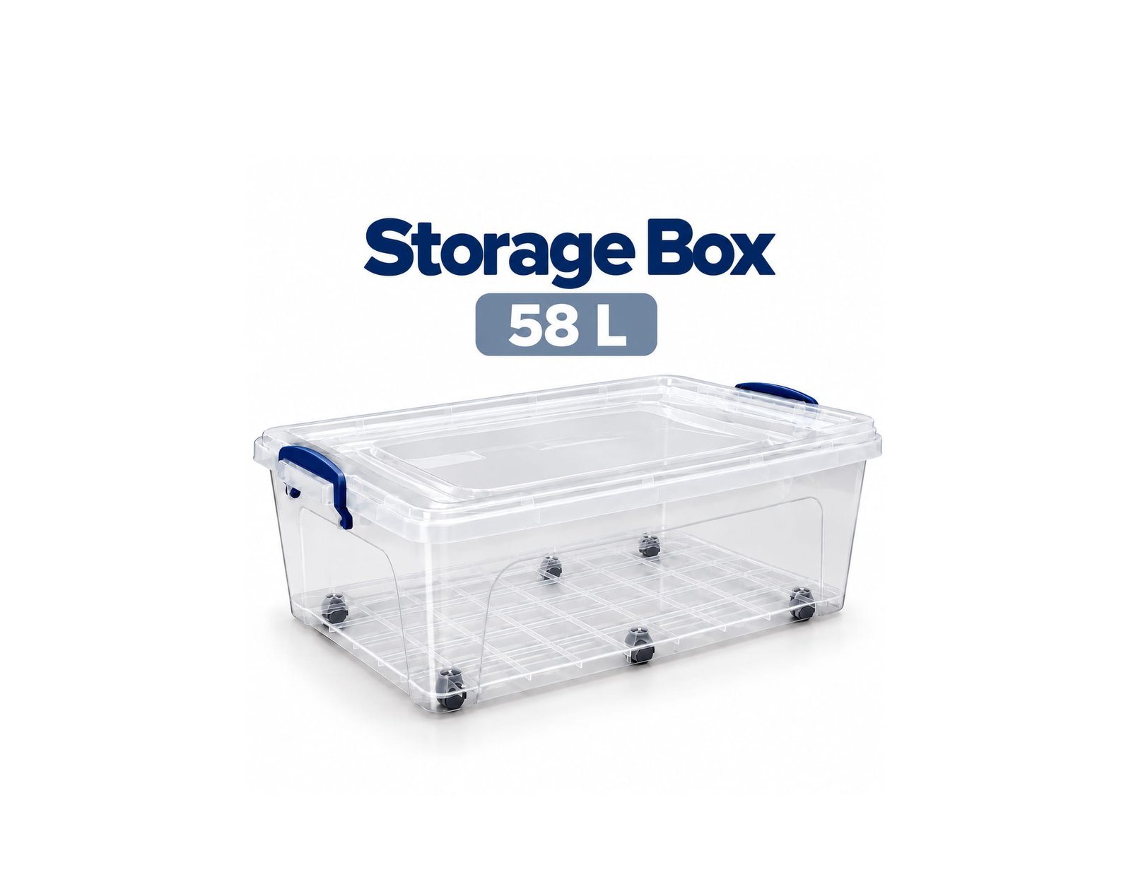 LOW-PROFILE STORAGE BOX 58 L WITH 6 WHEELS