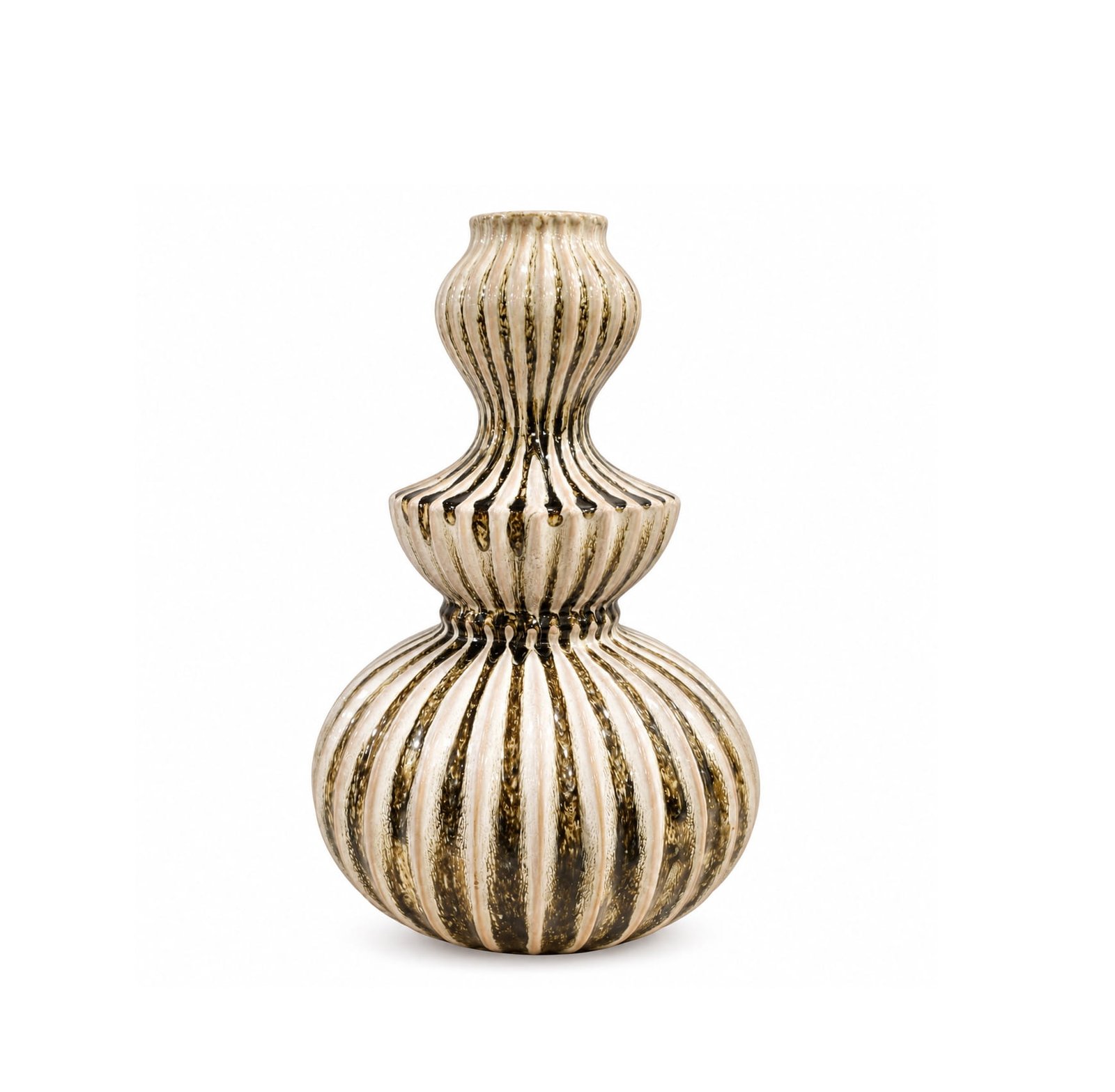 DECORATIVE RIBBED CERAMIC VASE FOR HOME DÉCOR 31 CM