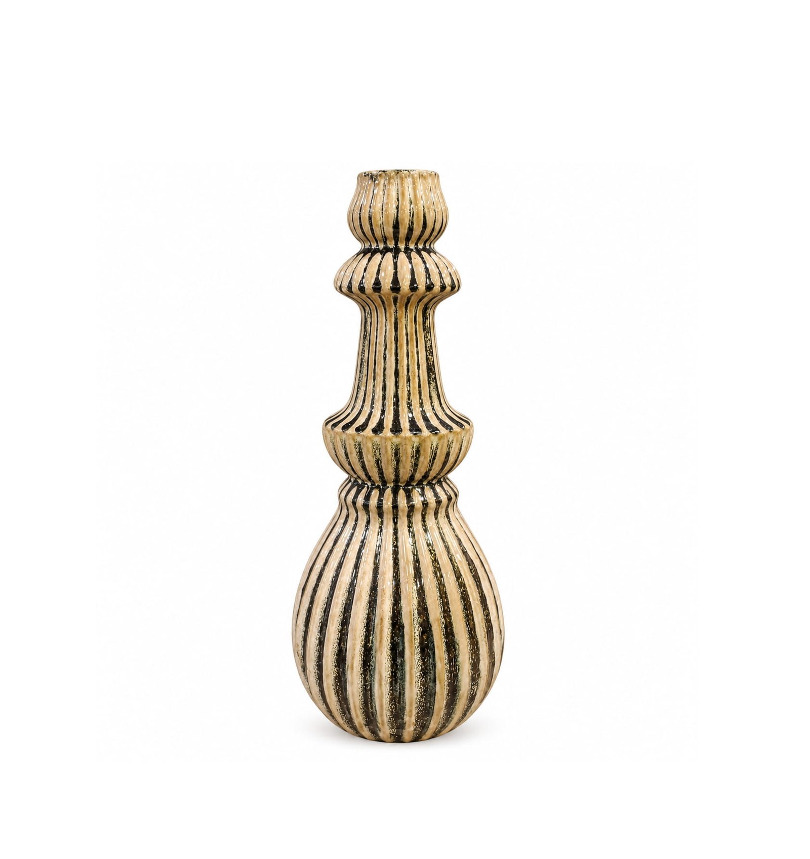 DECORATIVE TALL RIBBED CERAMIC VASE 41.3 CM