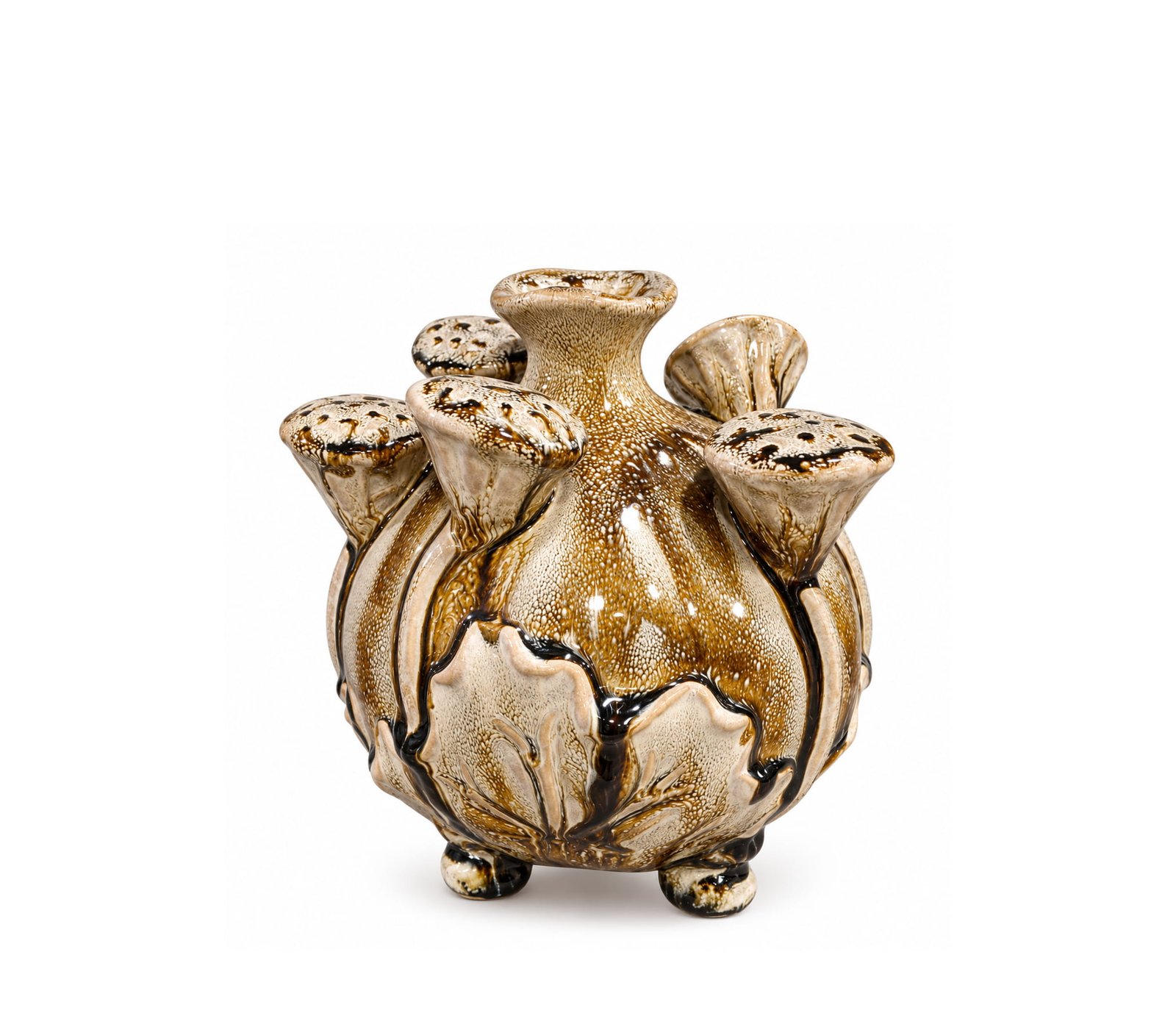 DECORATIVE FLORAL DESIGN CERAMIC VASE 18.5 CM