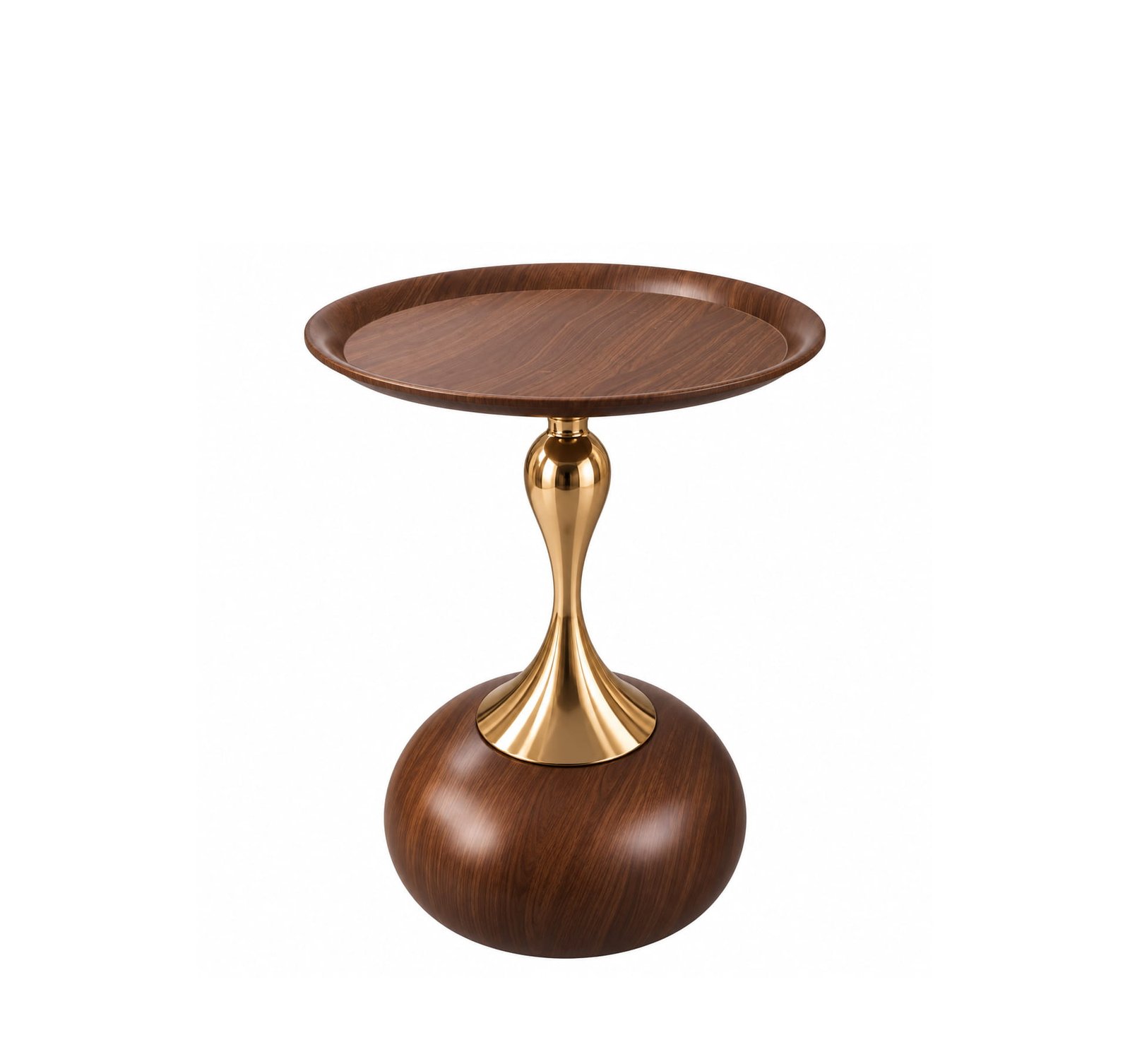 MODERN ROUND METAL SIDE TABLE WITH GOLD PEDESTAL