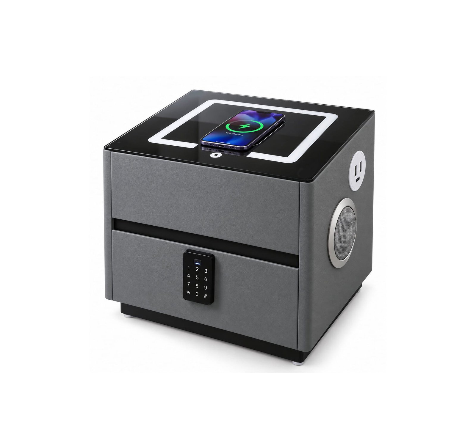 SMART NIGHTSTAND WITH DIGITAL LOCK & CHARGING - GREY