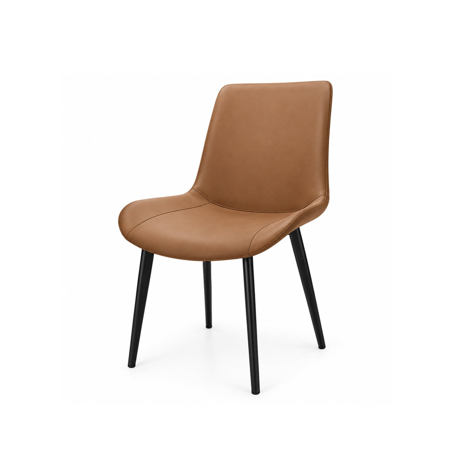 MODERN BROWN LEATHER UPHOLSTERED DINING CHAIR