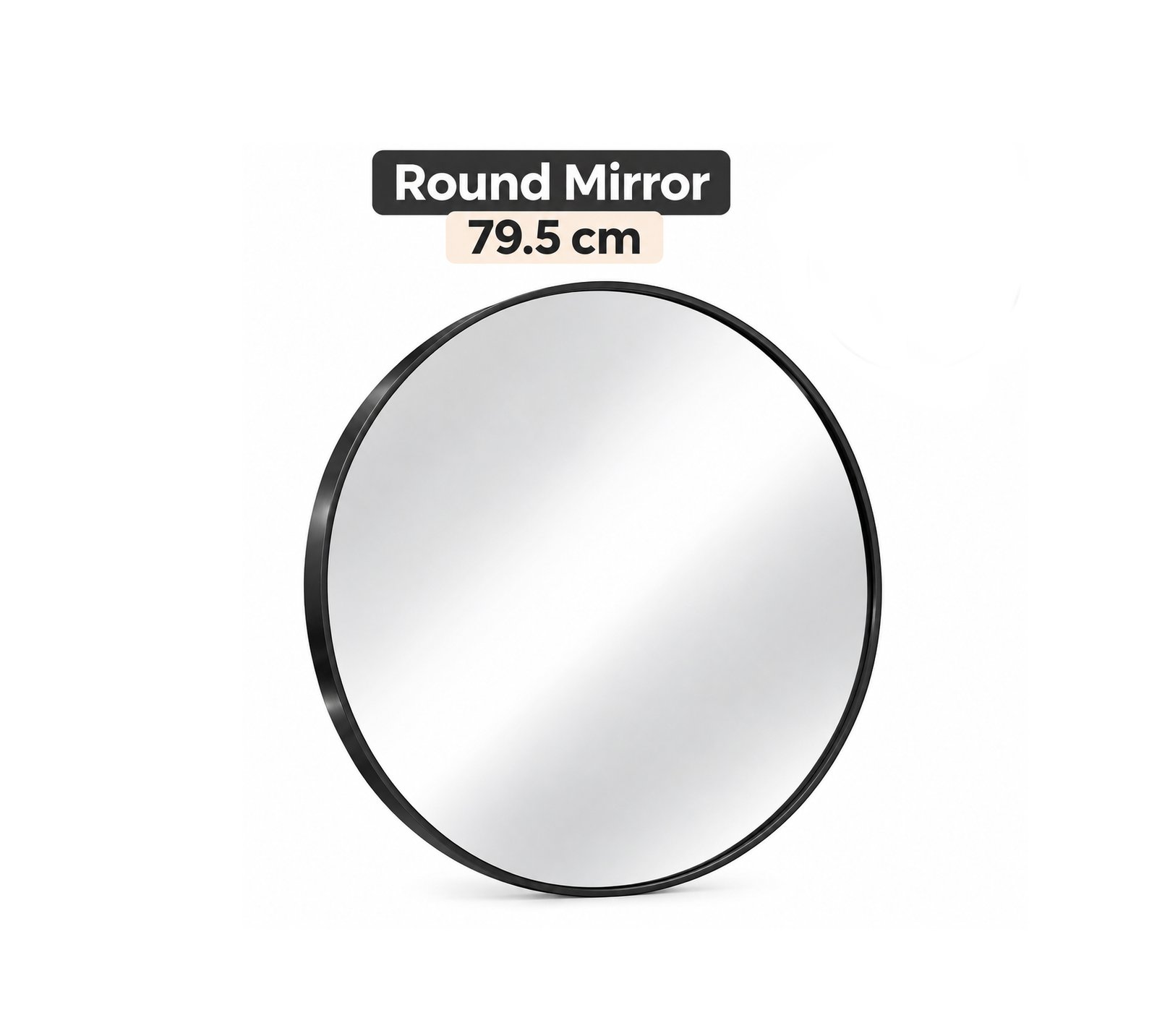 ROUND WALL MIRROR 79.5 CM WITH BLACK PLASTIC FRAME
