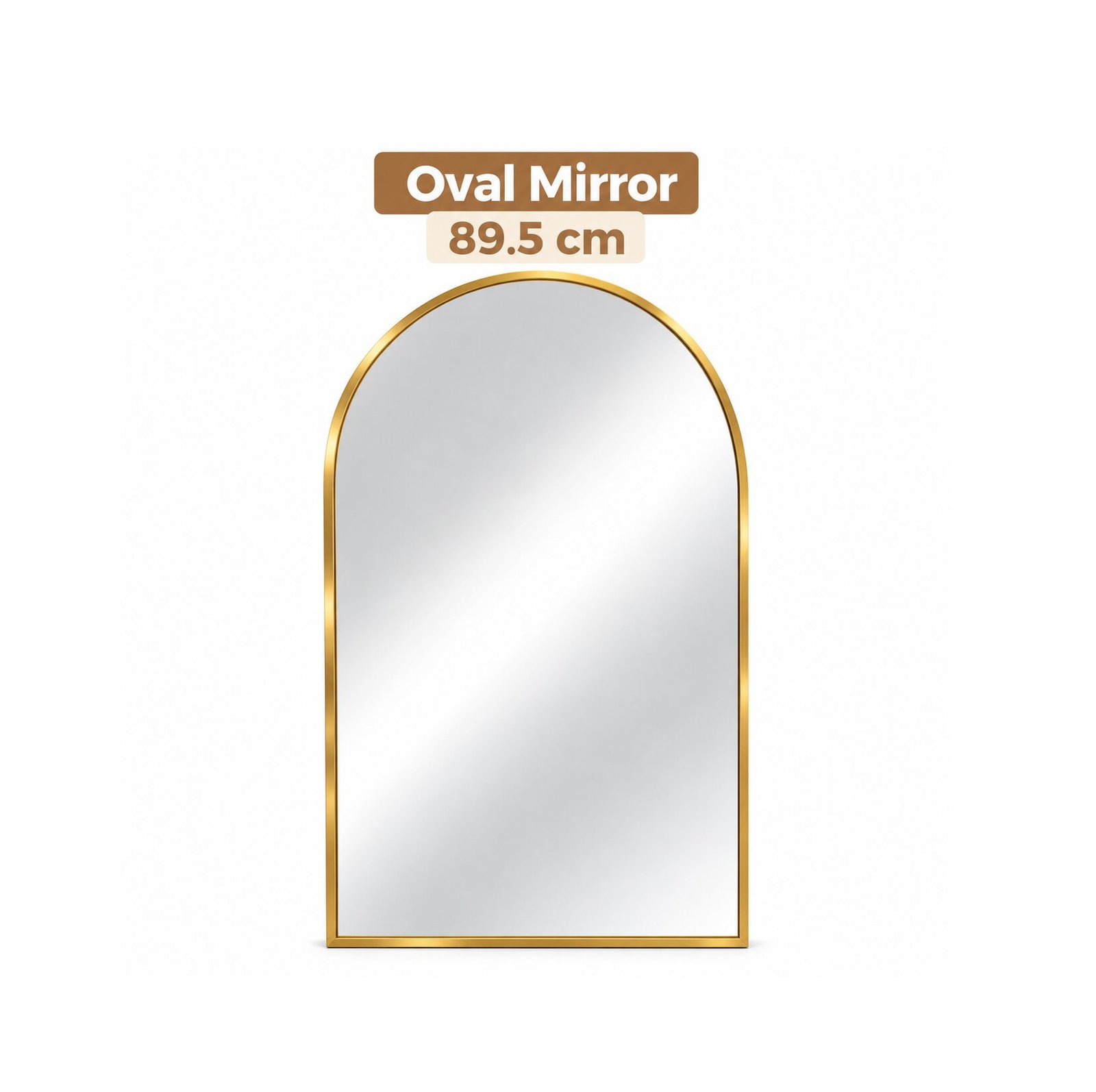 MODERN ARCHED WALL MIRROR WITH GOLD FRAME 89.5 CM