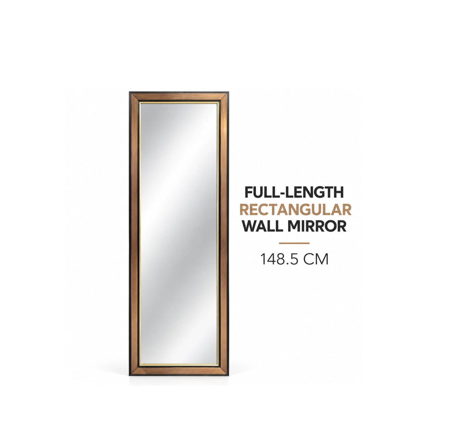 FULL-LENGTH RECTANGULAR WALL MIRROR 148.5 CM - BRONZE