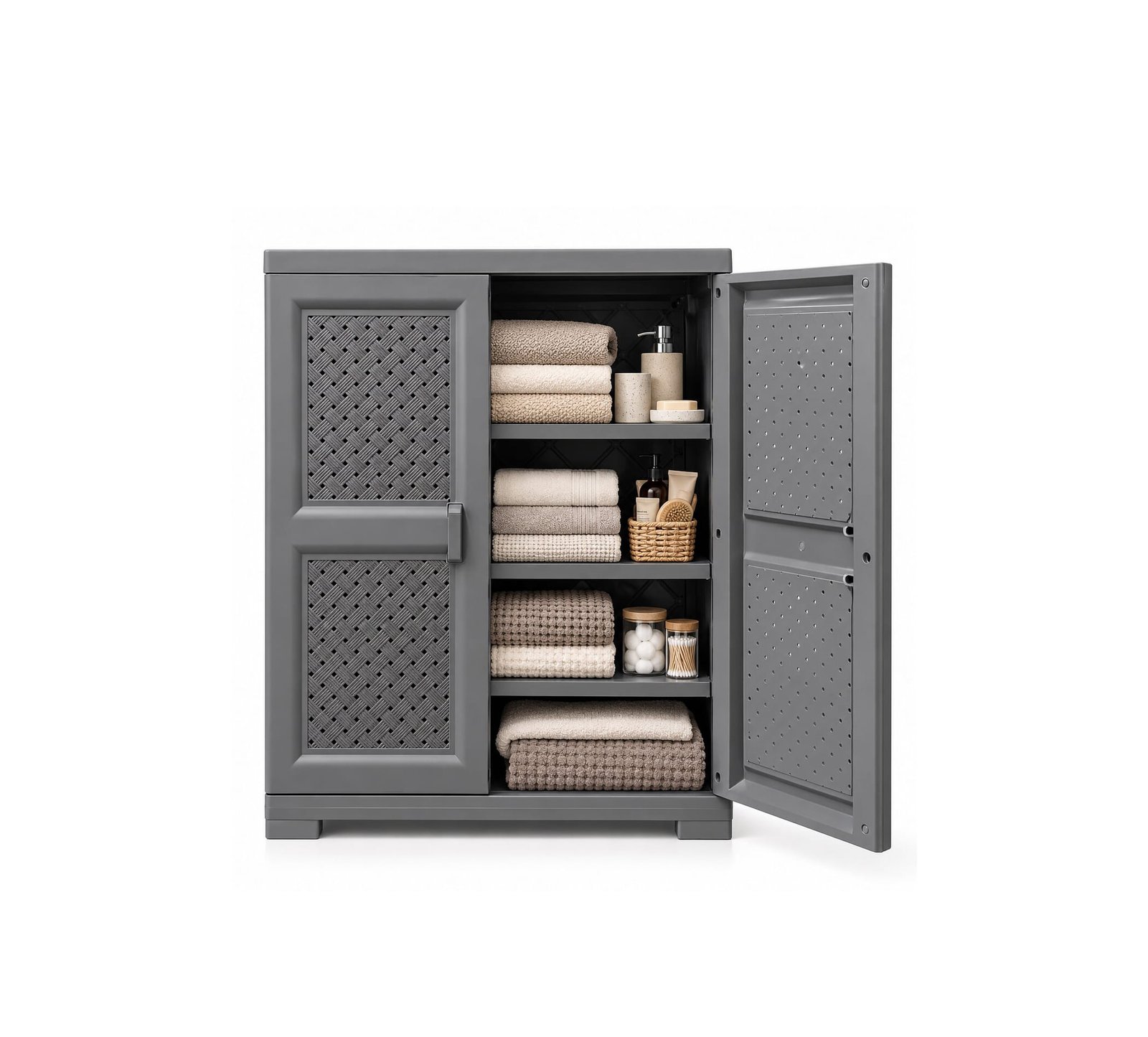 STORAGE CABINET WITH 4 SHELVES AND DOUBLE DOORS