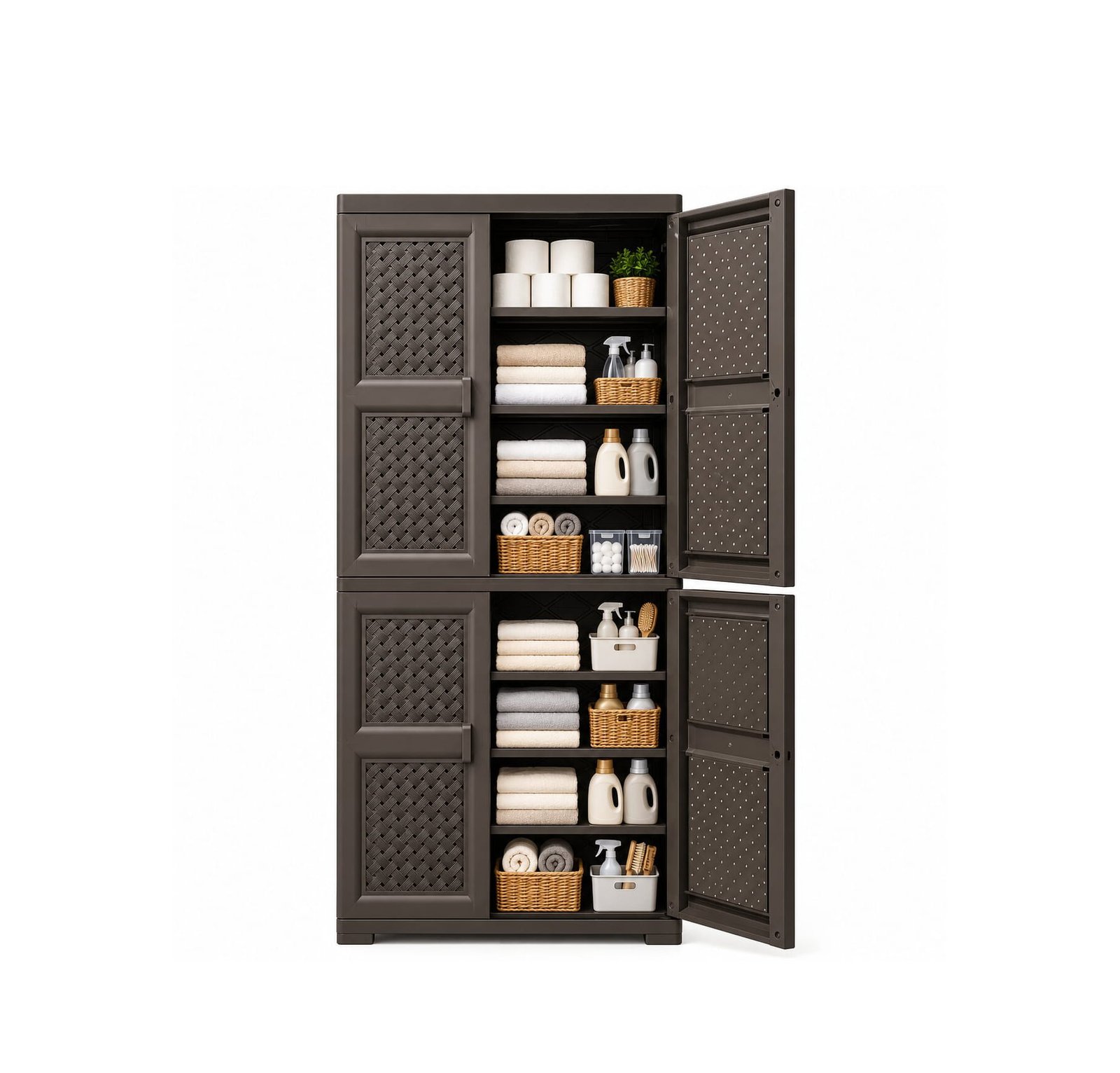 STORAGE CABINET WITH 8 SHELVES AND 4 DOORS